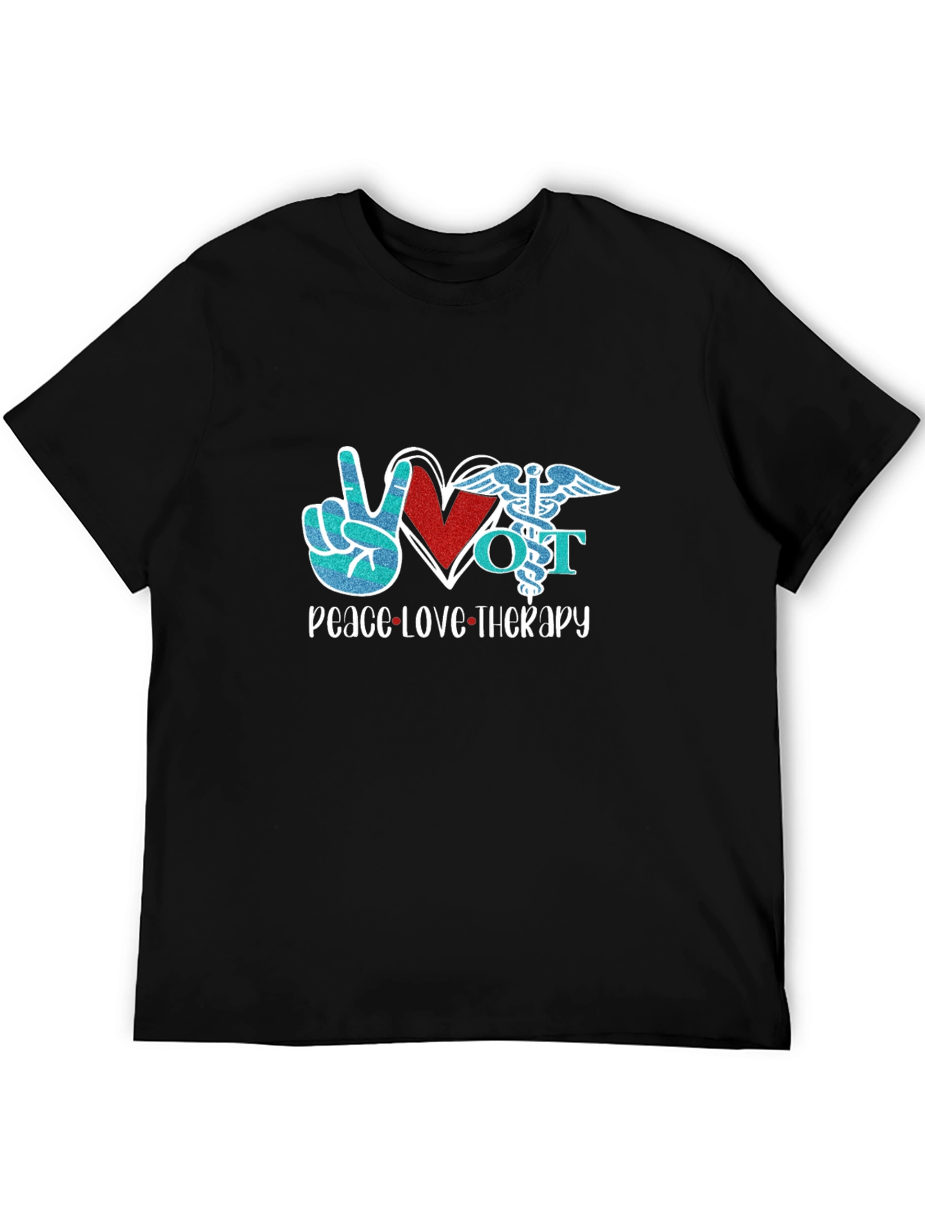 Peace Love Therapy Black Graphic T-Shirt