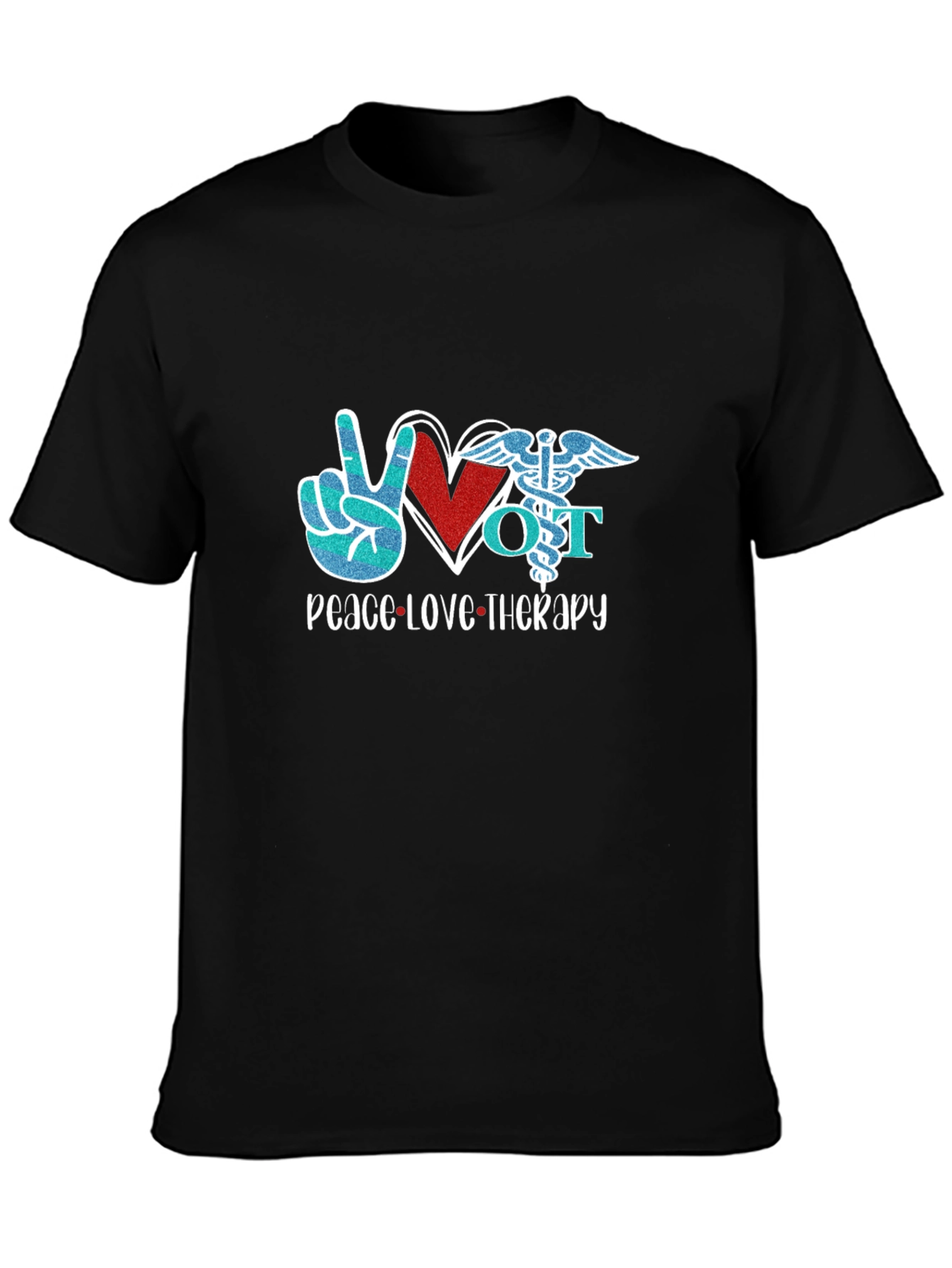 Peace Love Therapy Black Graphic T-Shirt