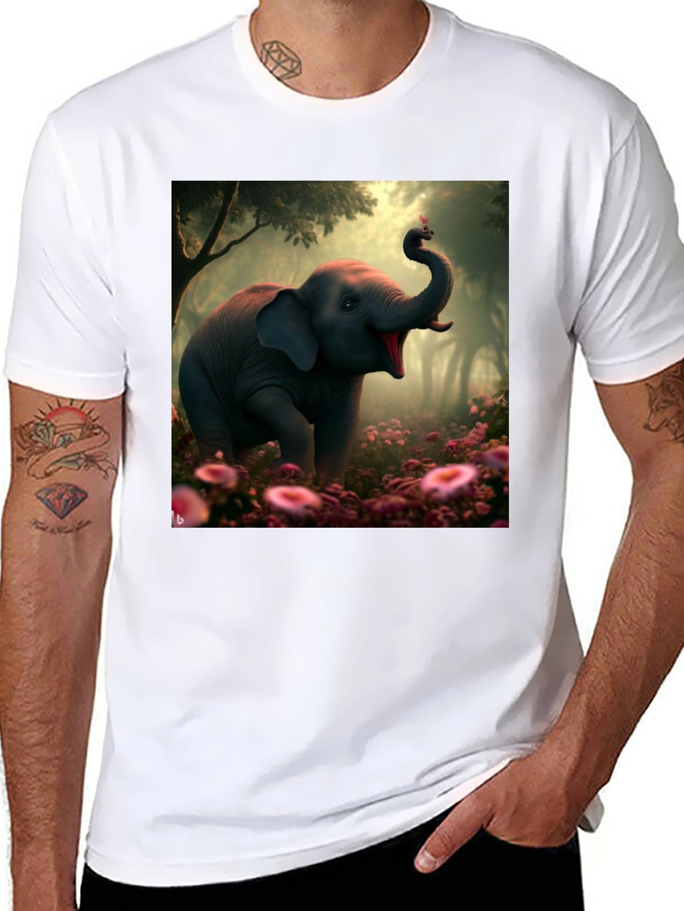 Elephant & Butterfly Graphic Tee