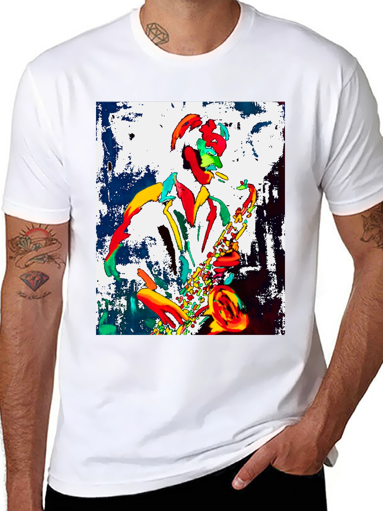 Jazz Musician Graphic Tee - Cool Saxophone Player Design