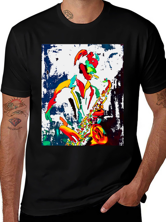 Jazz Musician Graphic Tee - Cool Saxophone Player Design