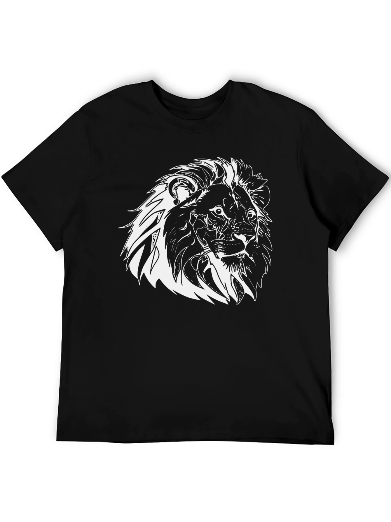 Lion Graphic Print Tee - Black Short Sleeve