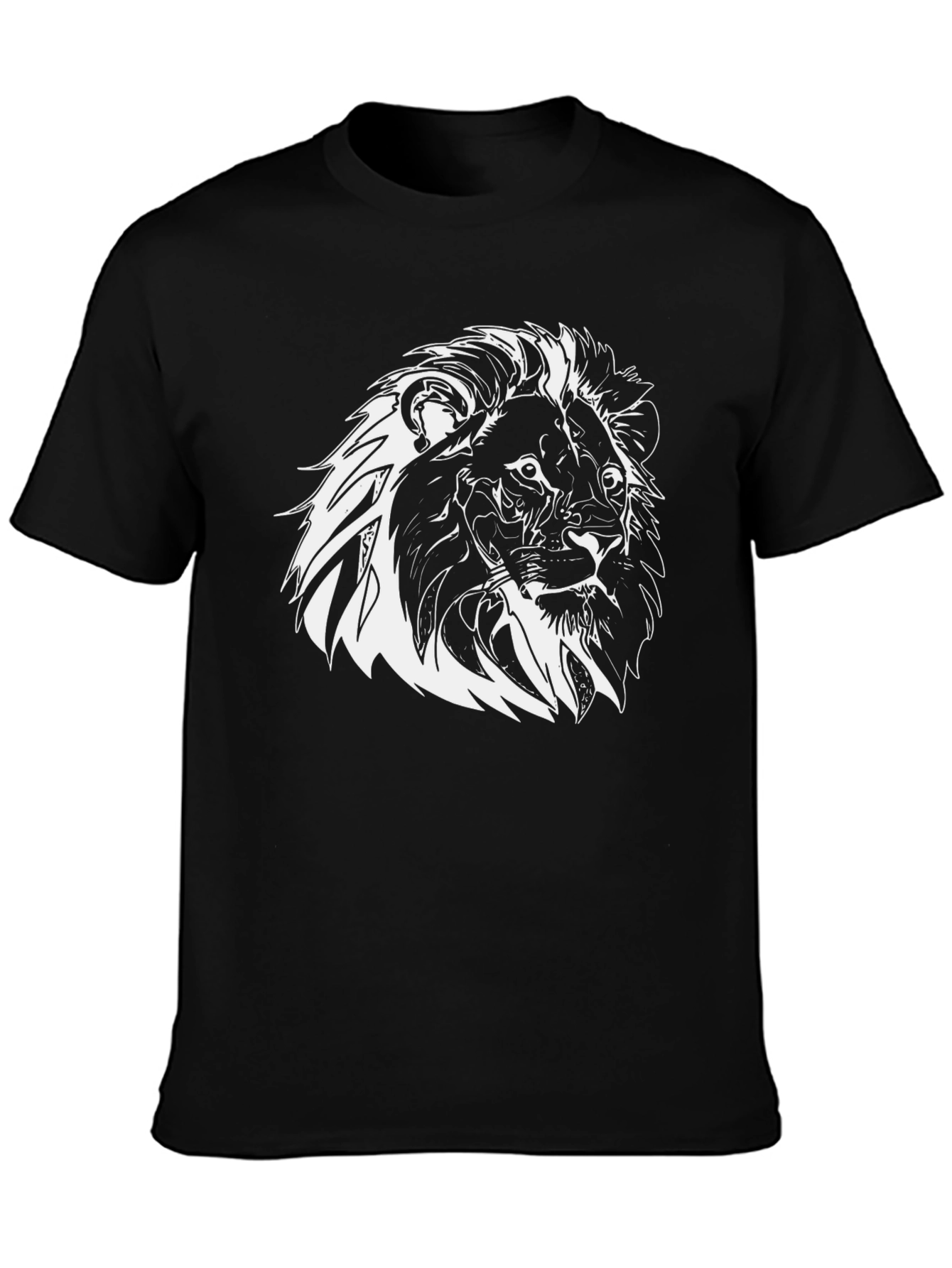 Lion Graphic Print Tee - Black Short Sleeve
