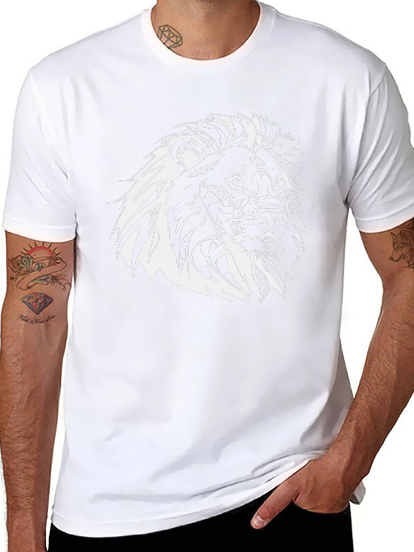 Lion Graphic Print Tee - Black Short Sleeve