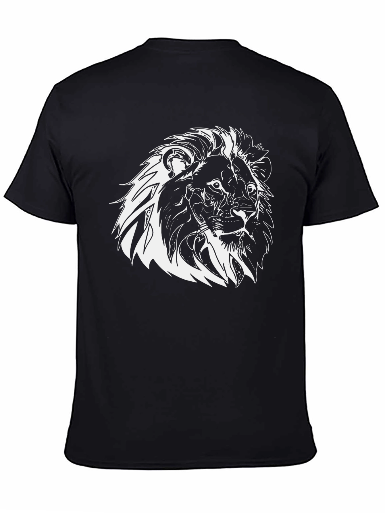 Lion Graphic Print Tee - Black Short Sleeve
