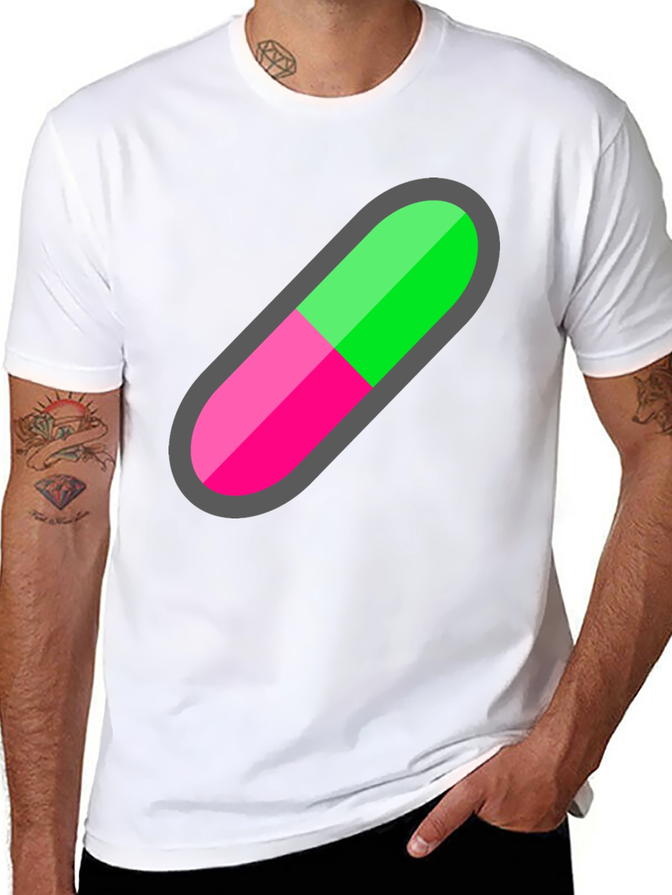 Pill Capsule Graphic Tee - Unique Trendy Design