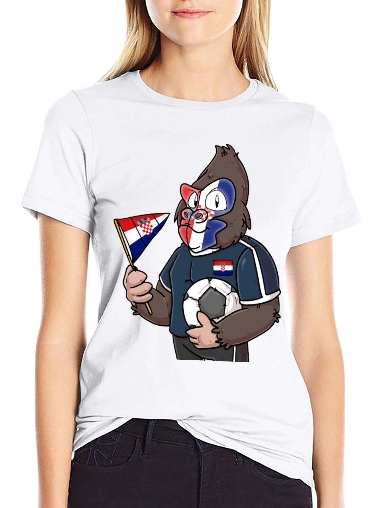 Croatian Soccer Gorilla Black T-Shirt