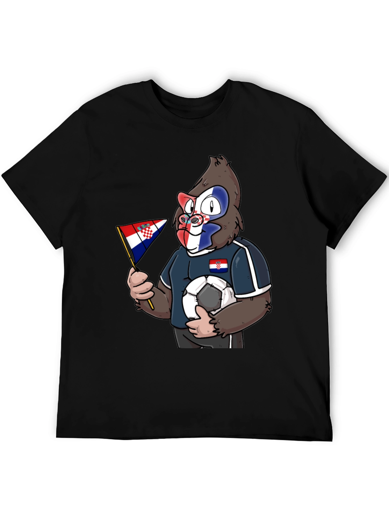 Croatian Soccer Gorilla Black T-Shirt