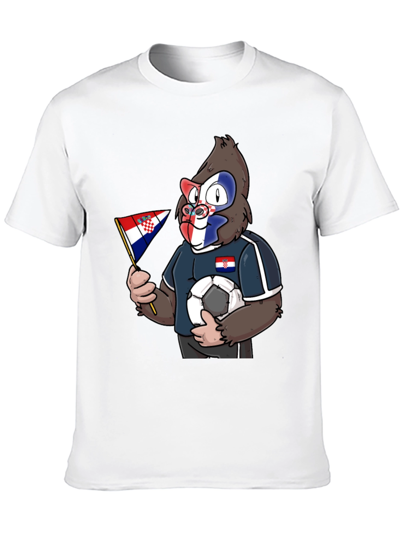 Croatian Soccer Gorilla Black T-Shirt