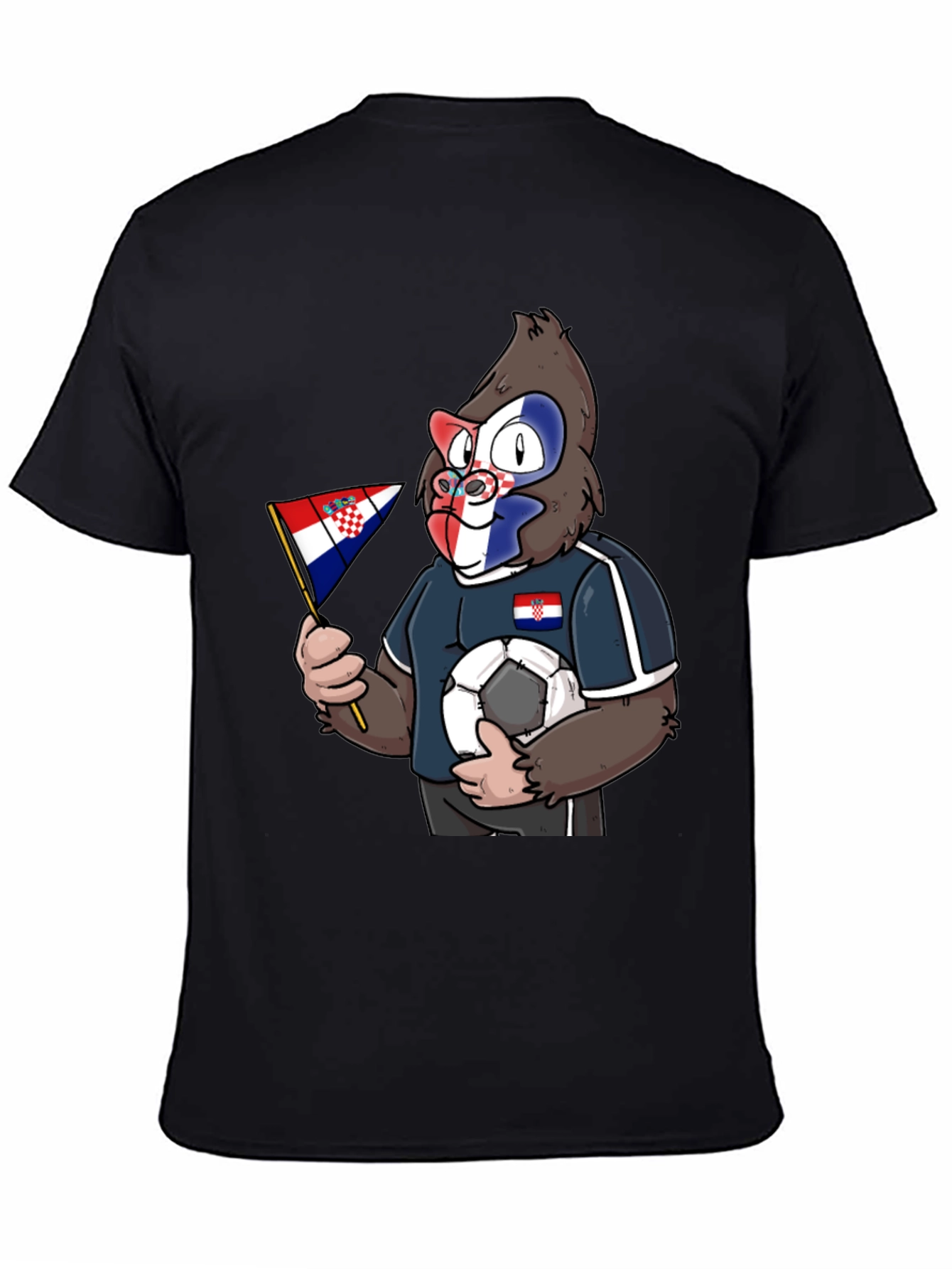 Croatian Soccer Gorilla Black T-Shirt