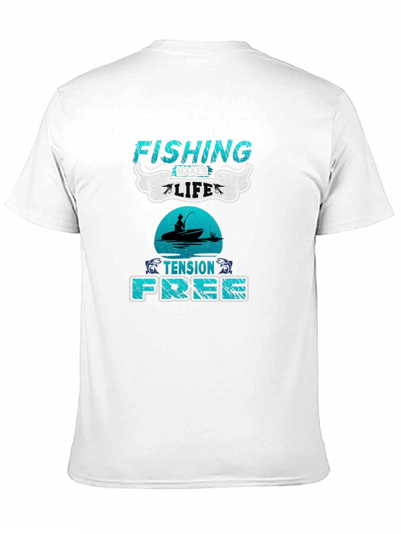 Fishing Makes Life Tension Free Black T-Shirt
