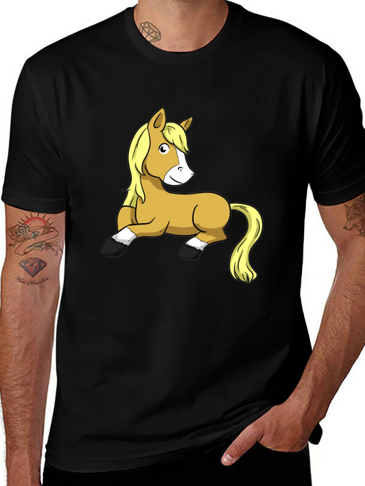 Funny Horse Graphic T-Shirt - Black Cotton Tee