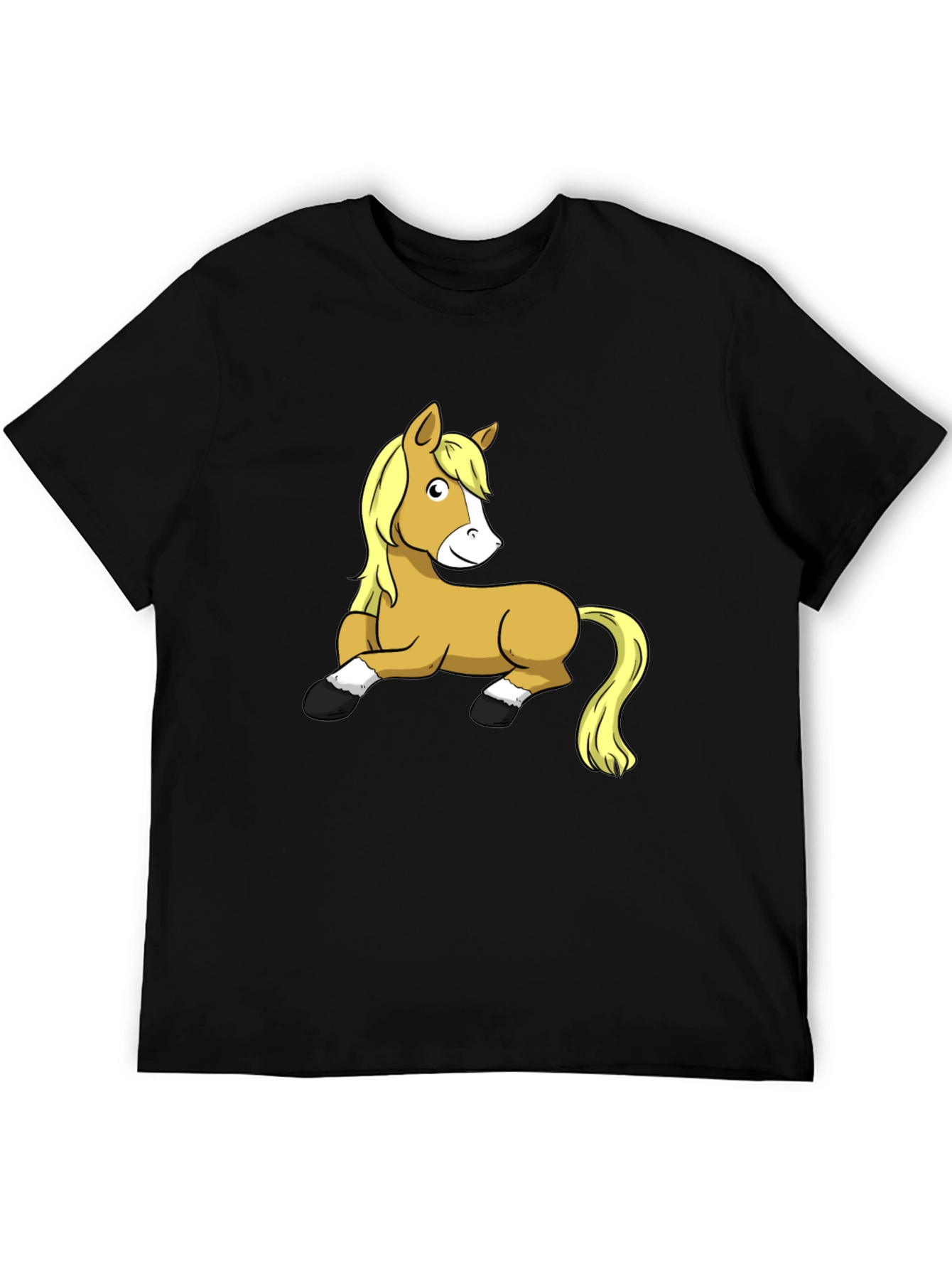 Funny Horse Graphic T-Shirt - Black Cotton Tee