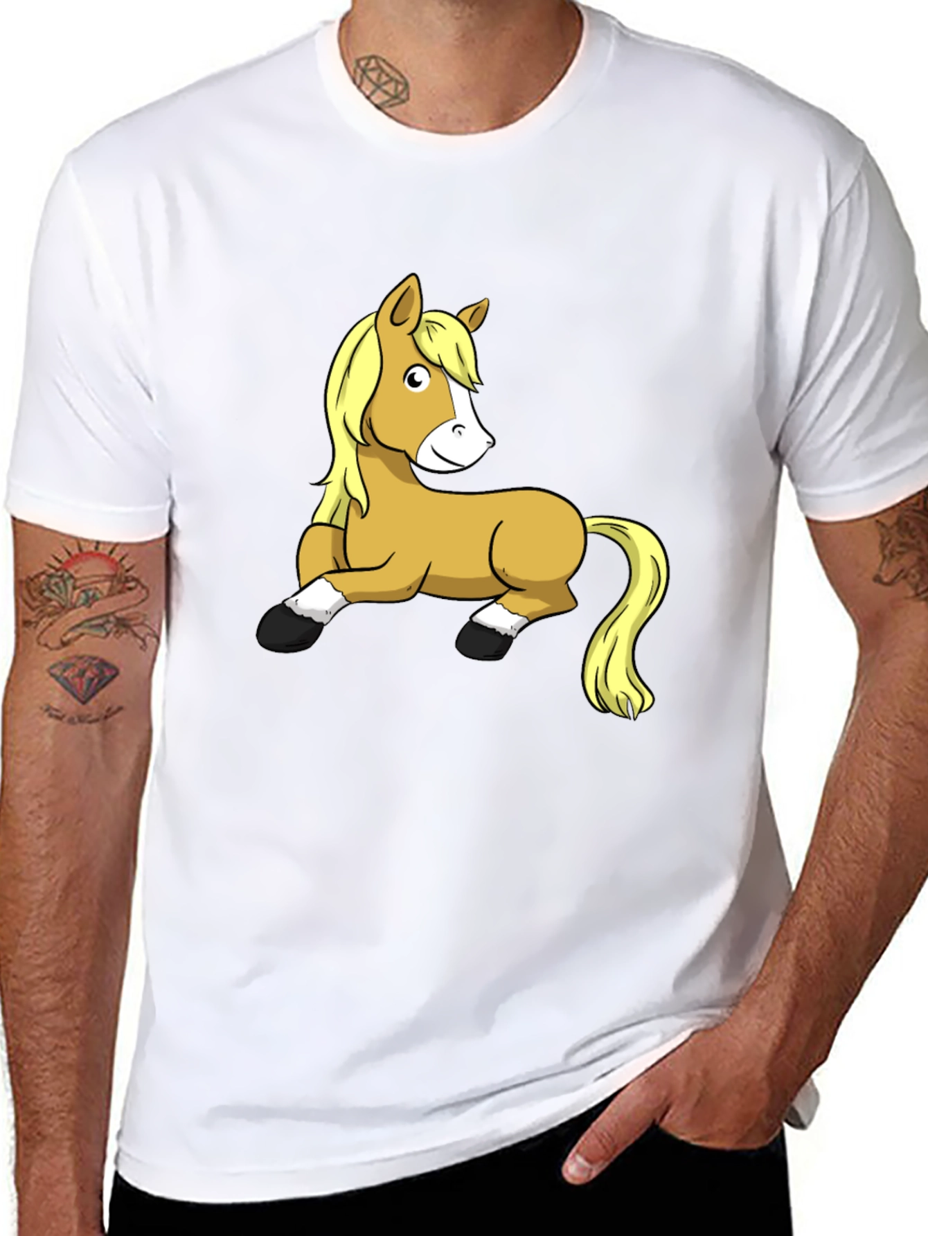 Funny Horse Graphic T-Shirt - Black Cotton Tee