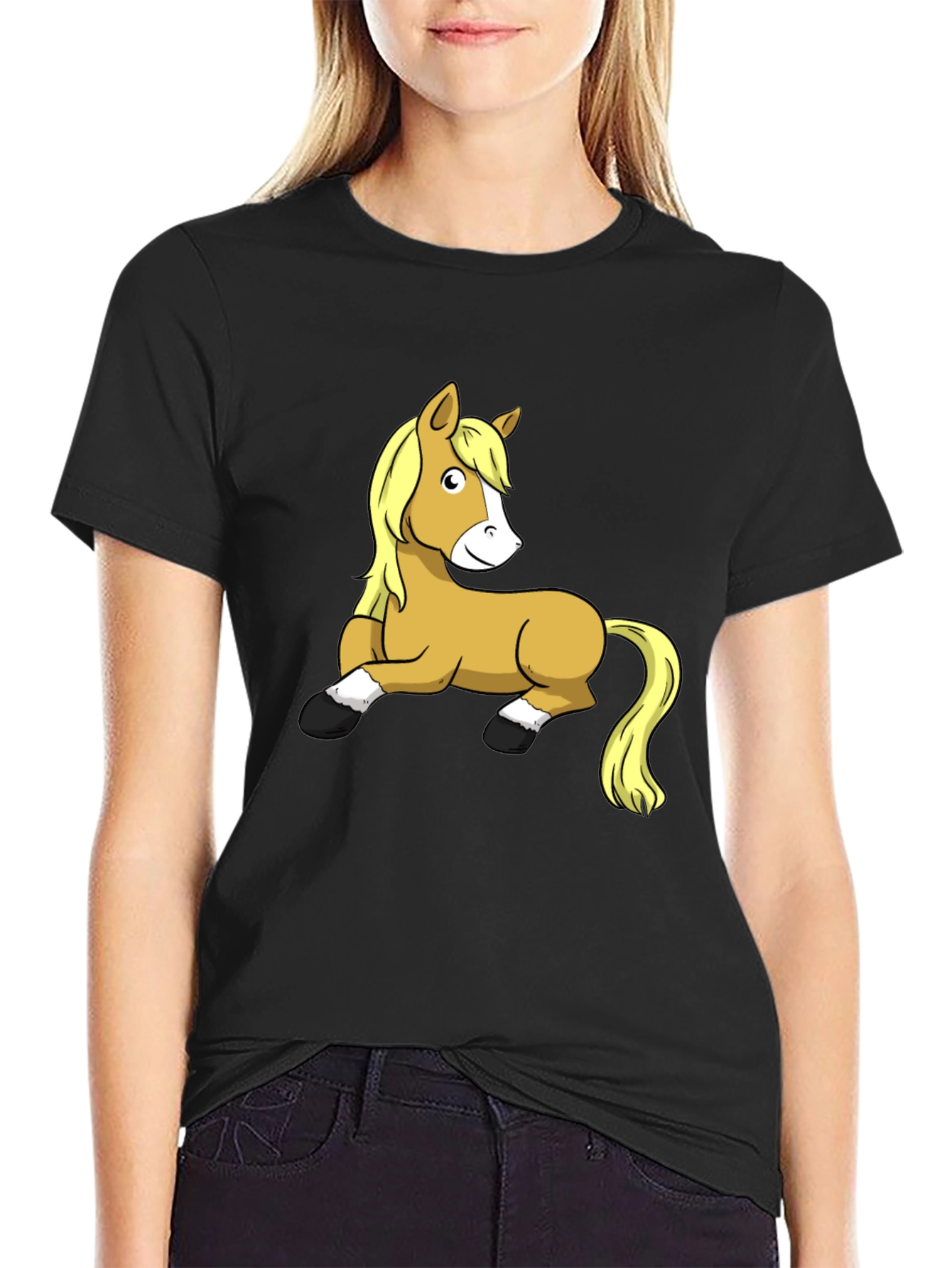 Funny Horse Graphic T-Shirt - Black Cotton Tee