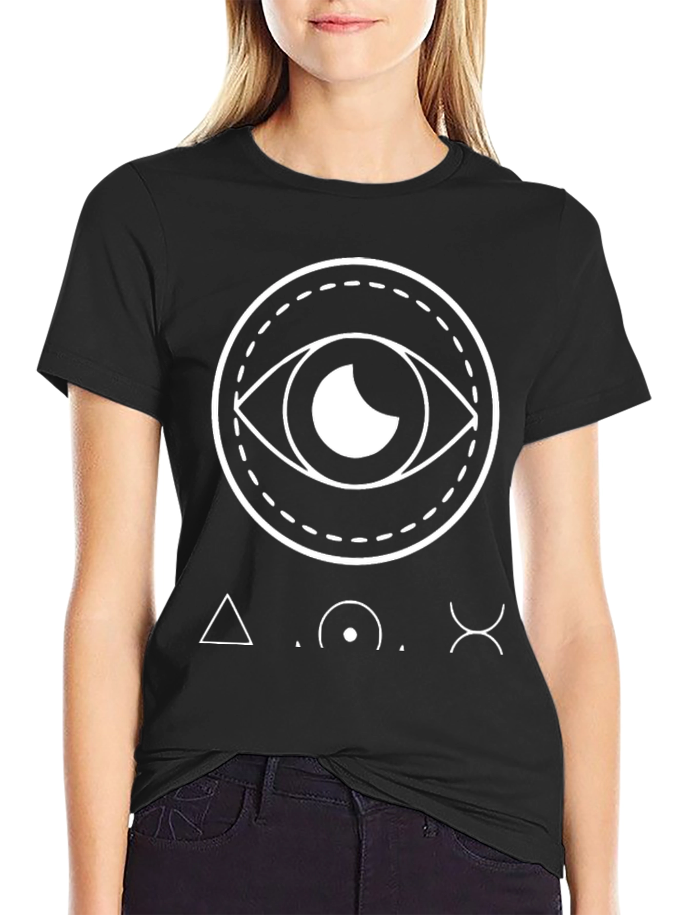 Eye Symbol Graphic Tee - Unisex Casual Black Shirt
