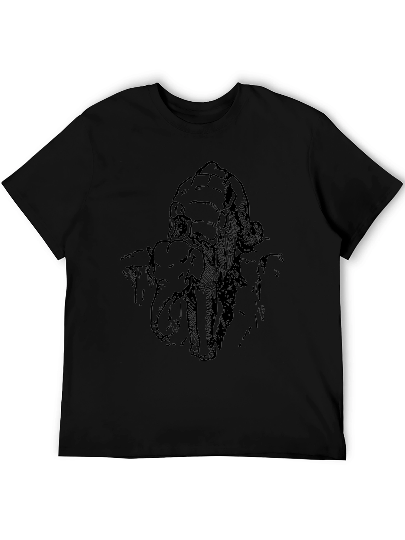 Elephant Sketch Black T-Shirt