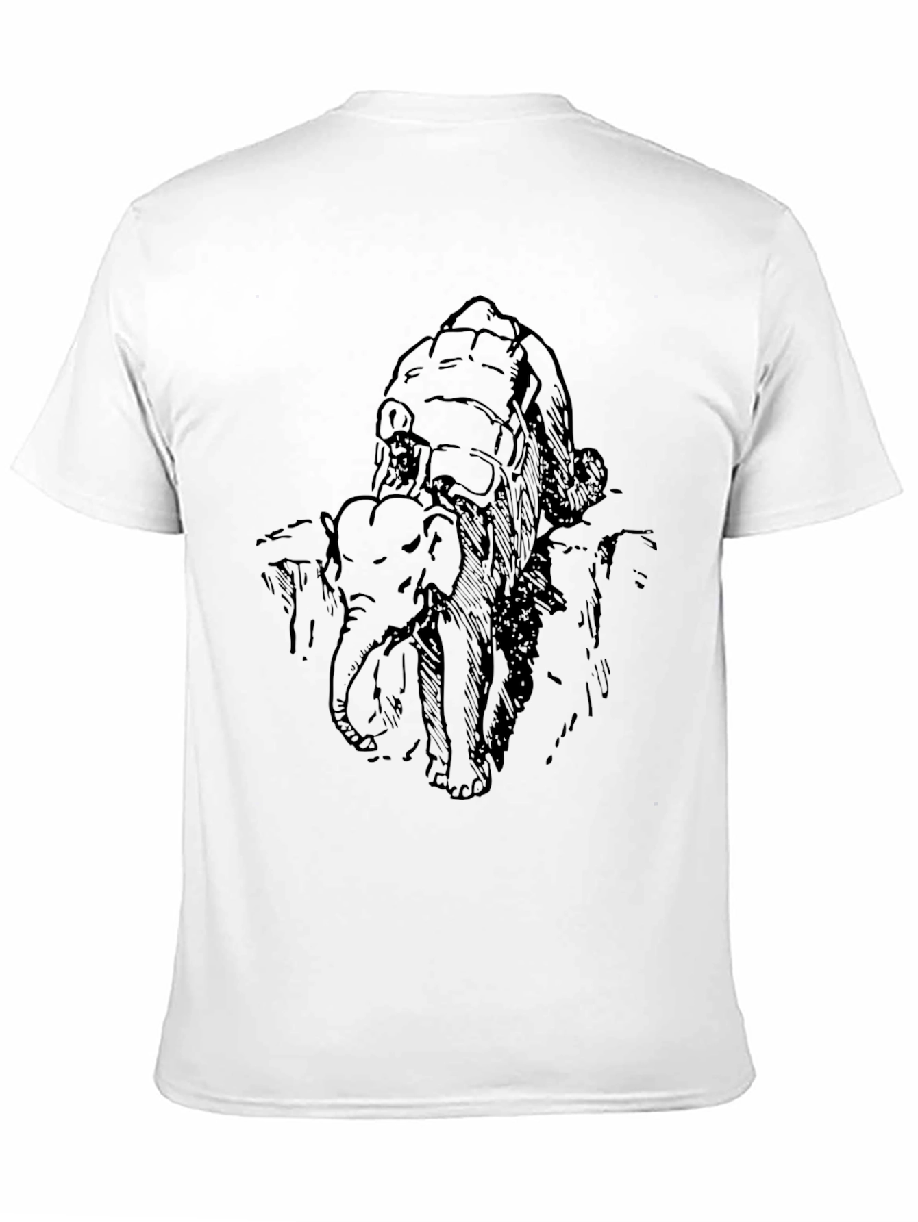 Elephant Sketch Black T-Shirt