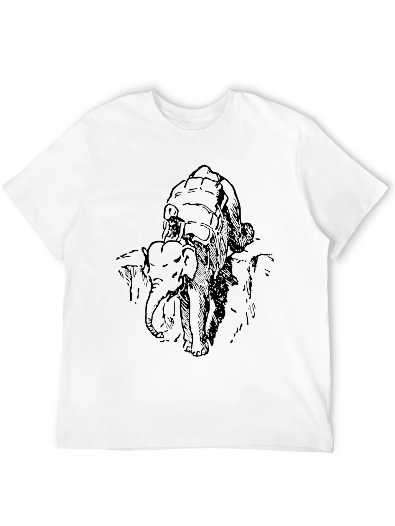 Elephant Sketch Black T-Shirt