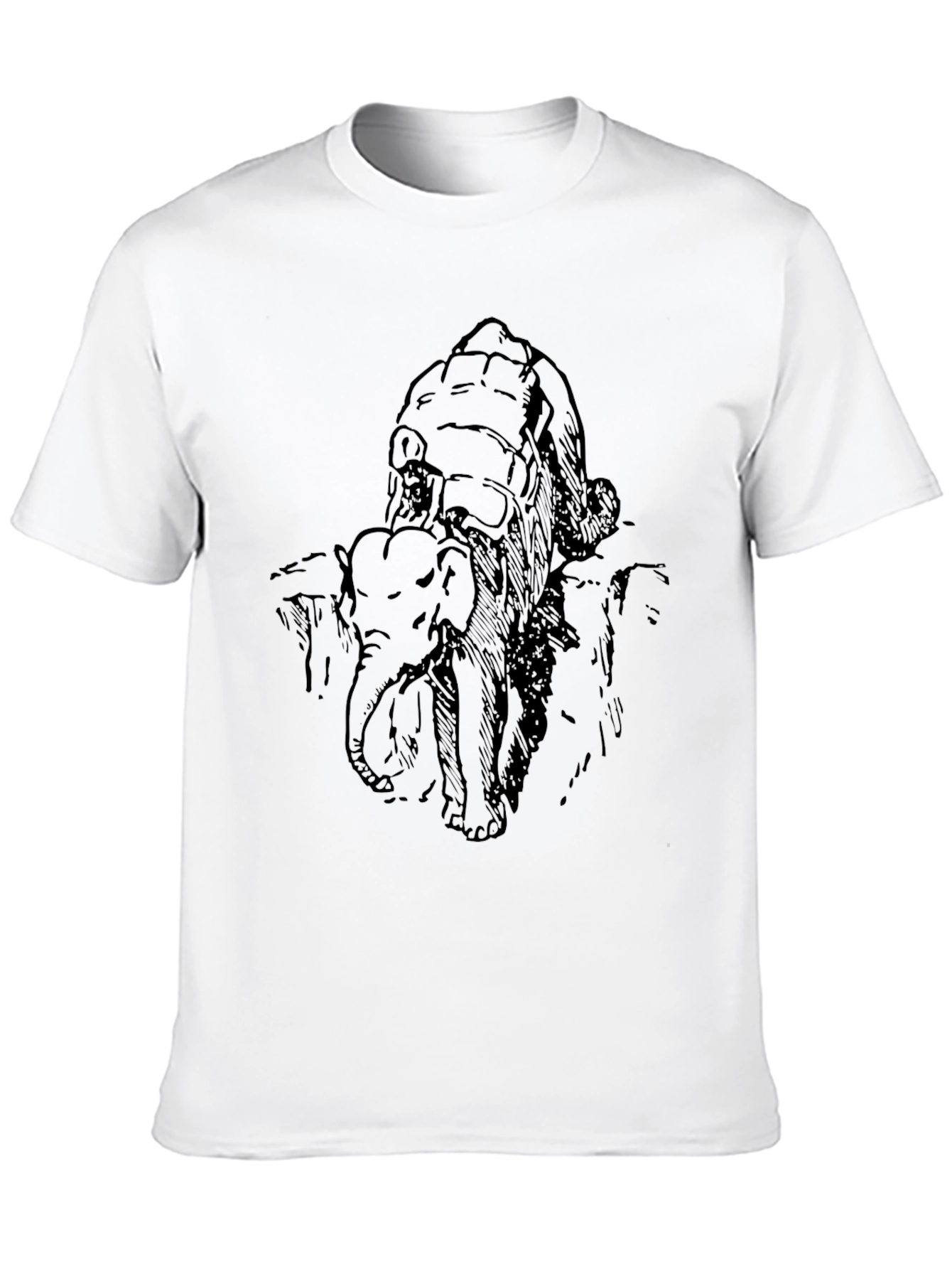 Elephant Sketch Black T-Shirt