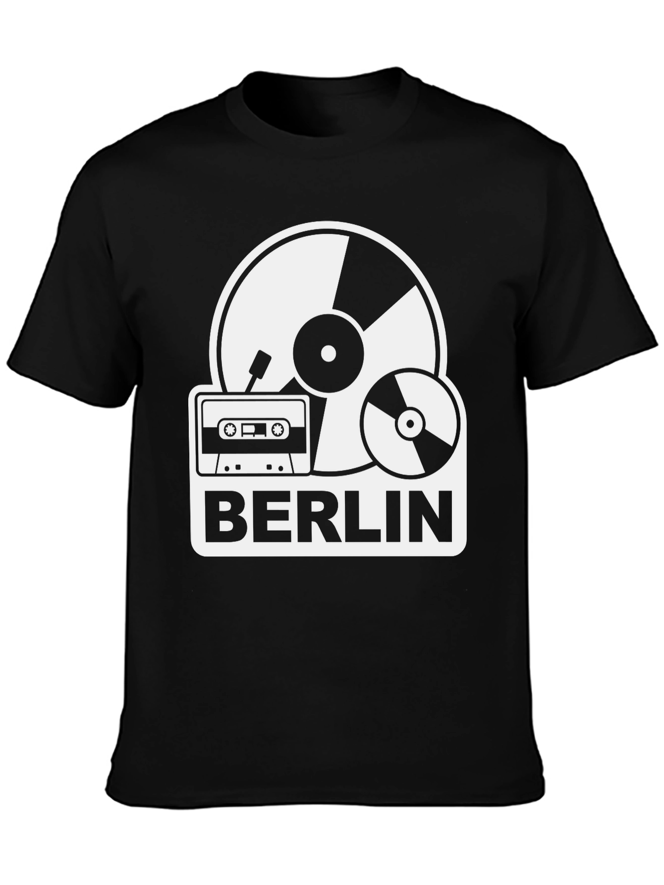 Berlin Music T-Shirt: Vinyl Cassette & CD Design