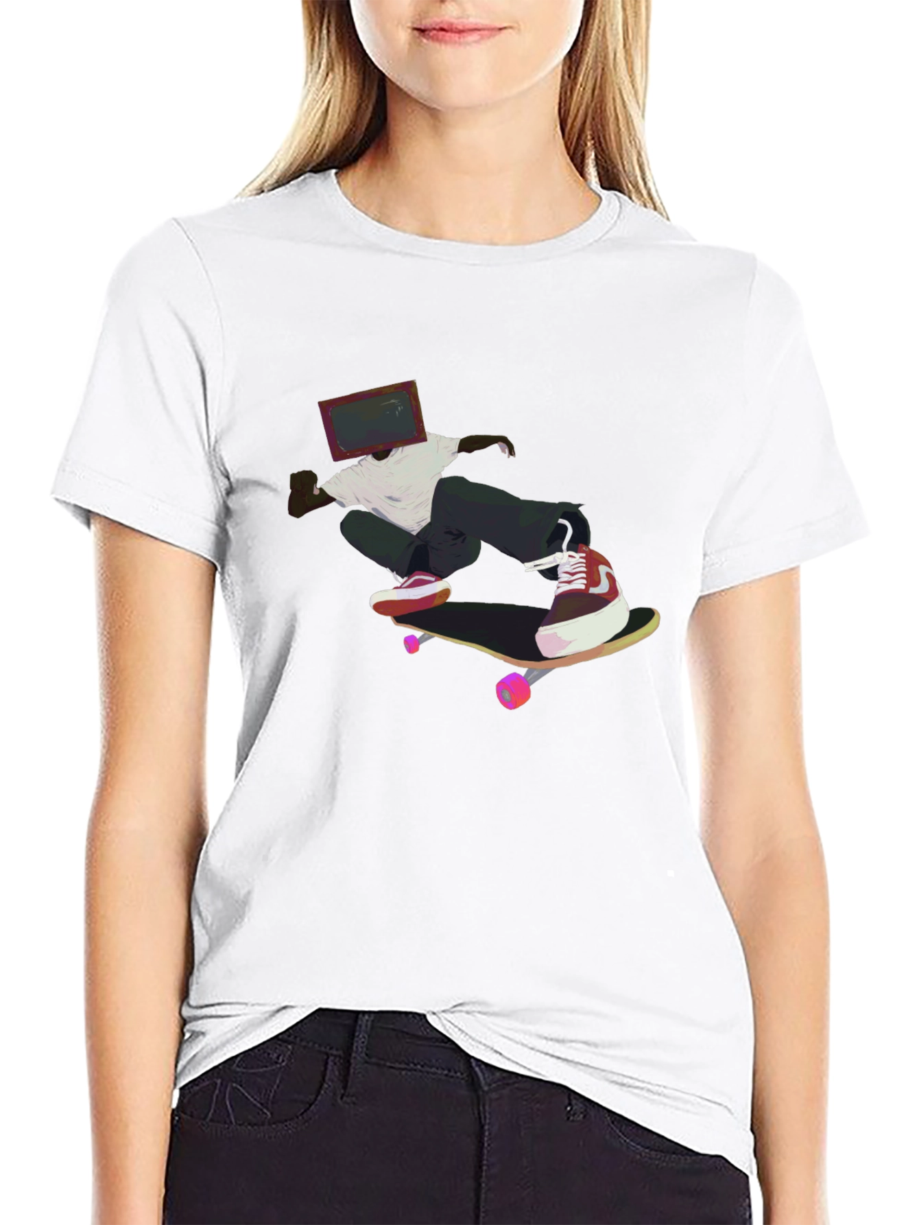 Skateboarding TV Head Graphic Black T-Shirt