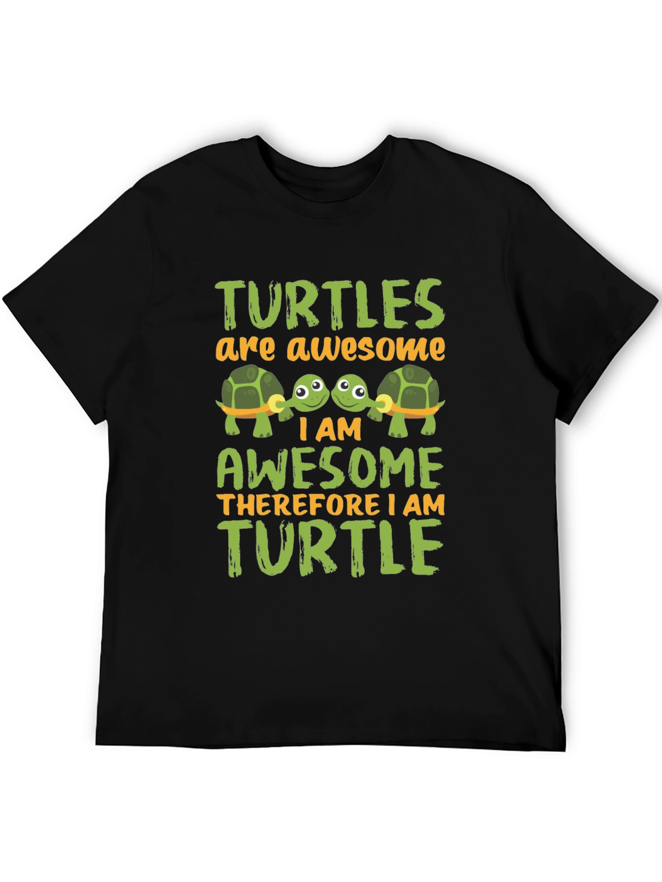 Awesome Turtle Graphic Tee -  Mens Black T-Shirt