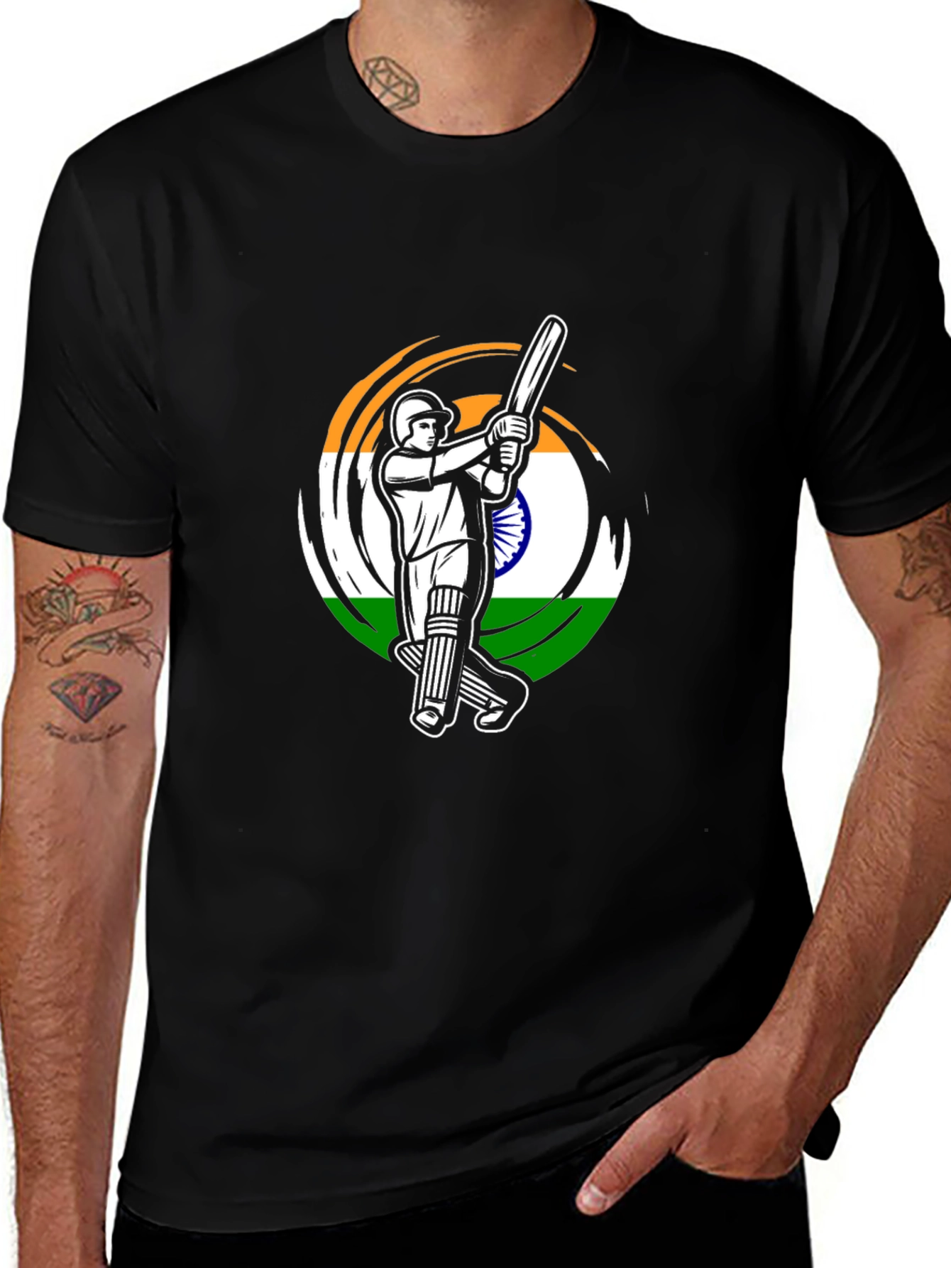 Cricket India Flag Graphic T-Shirt