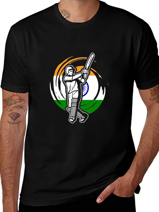 Cricket India Flag Graphic T-Shirt