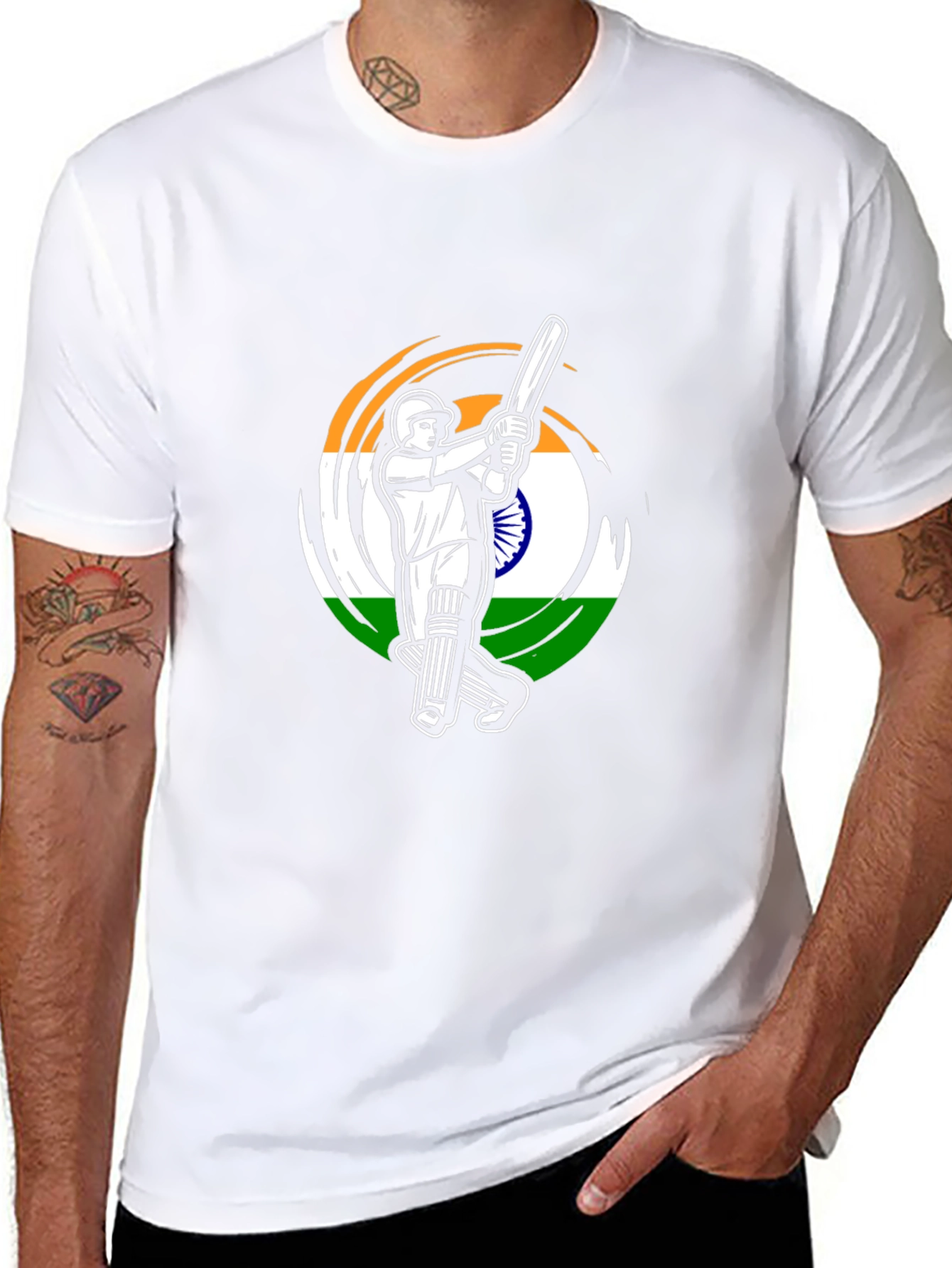 Cricket India Flag Graphic T-Shirt