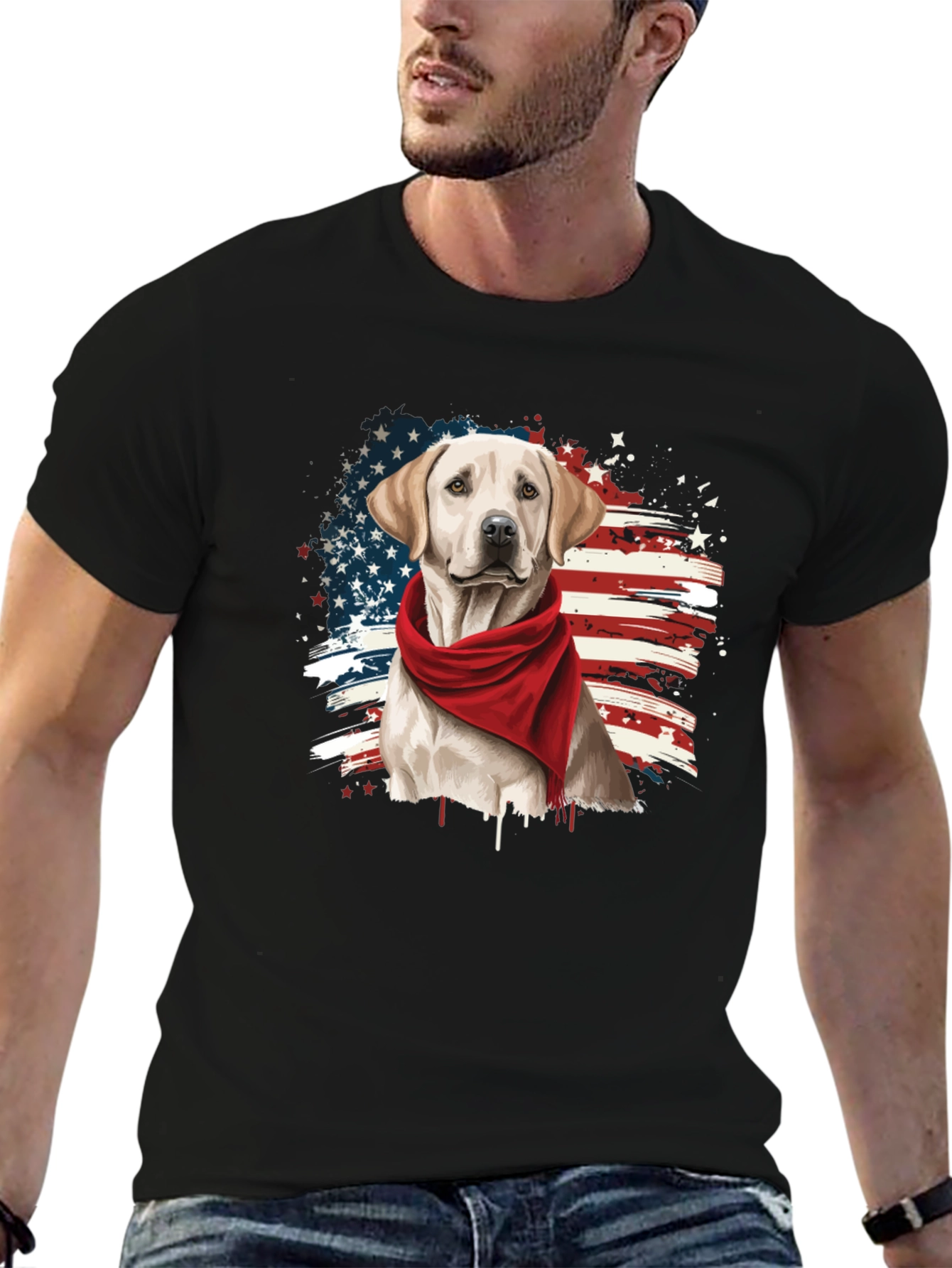 Patriotic Dog T-Shirt - USA Flag Design