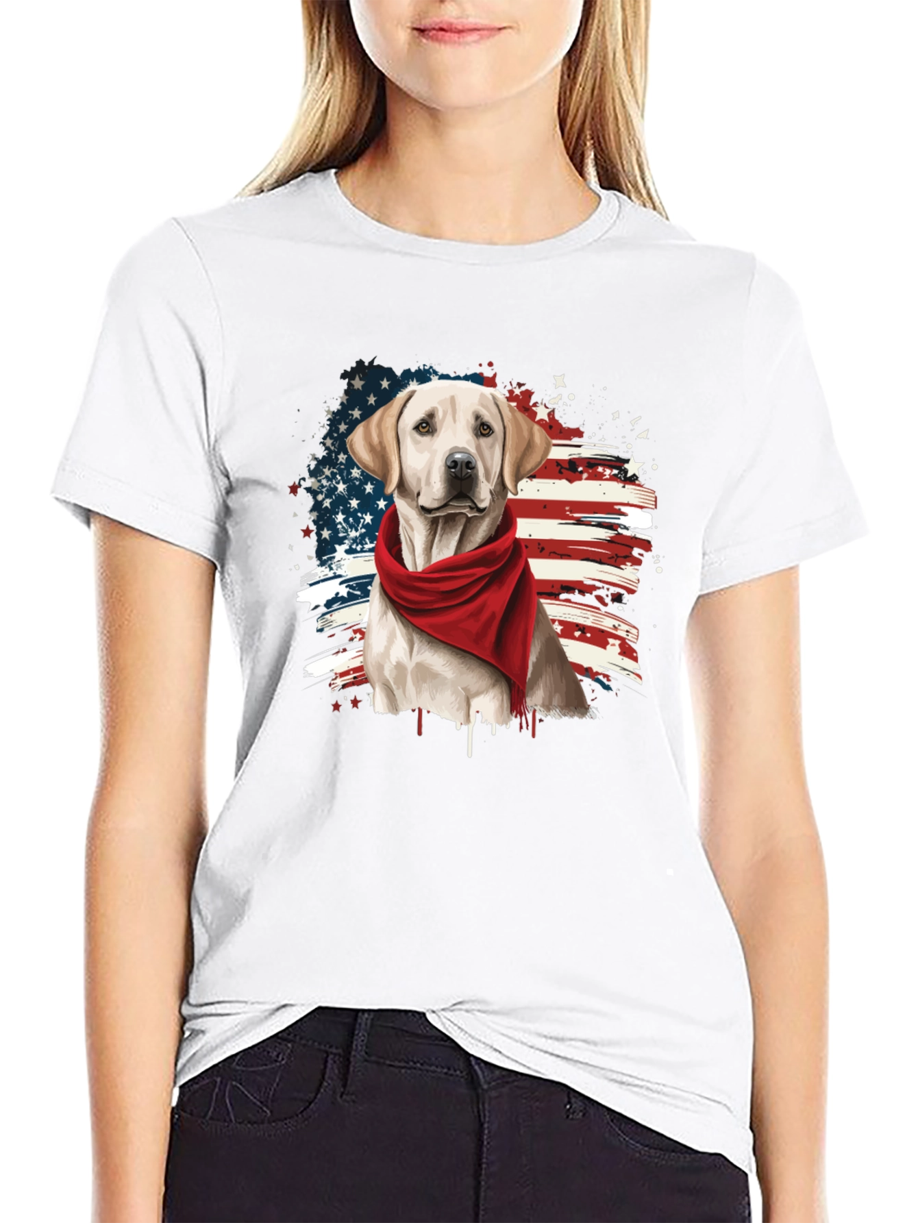 Patriotic Dog T-Shirt - USA Flag Design