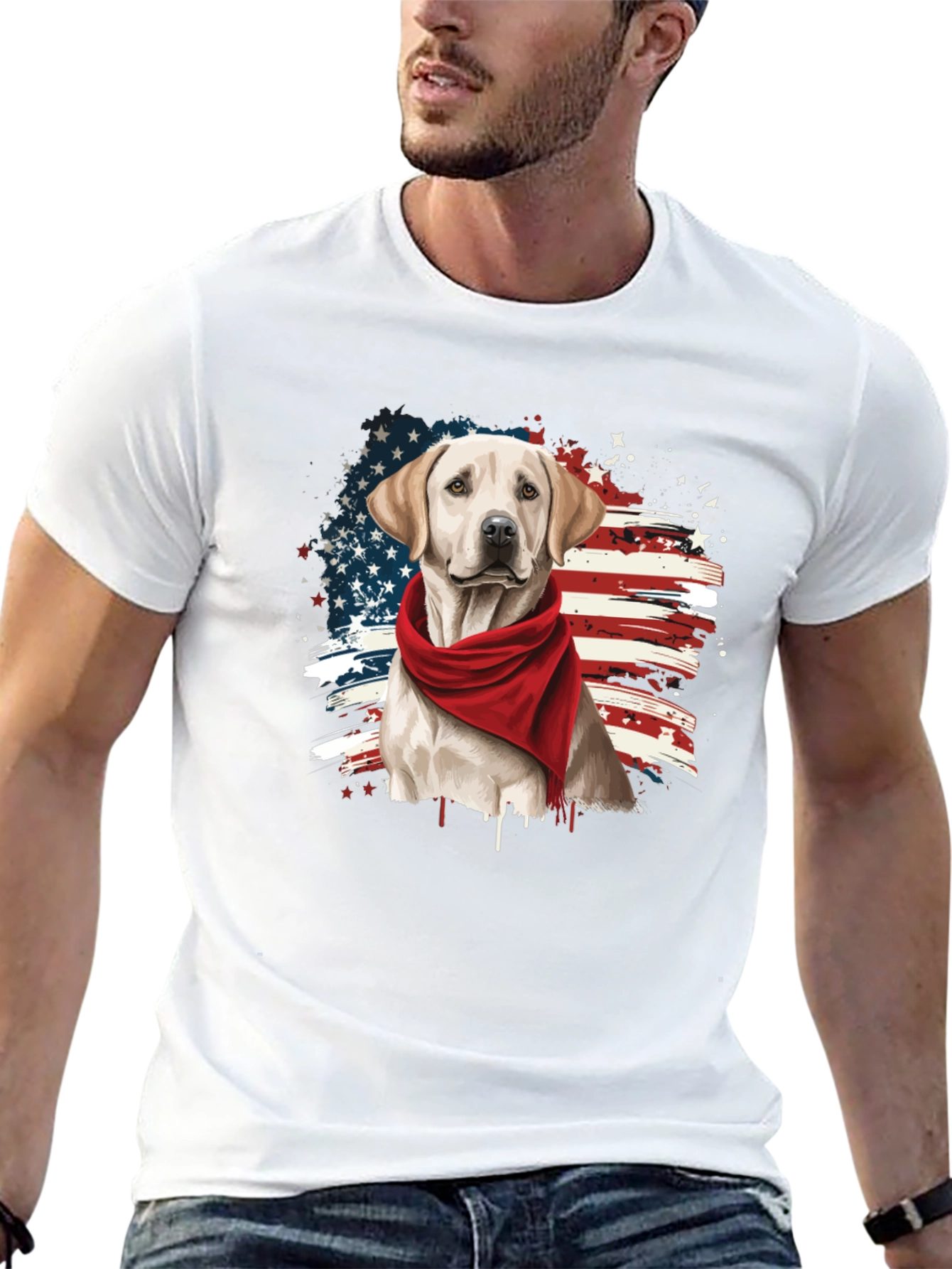 Patriotic Dog T-Shirt - USA Flag Design