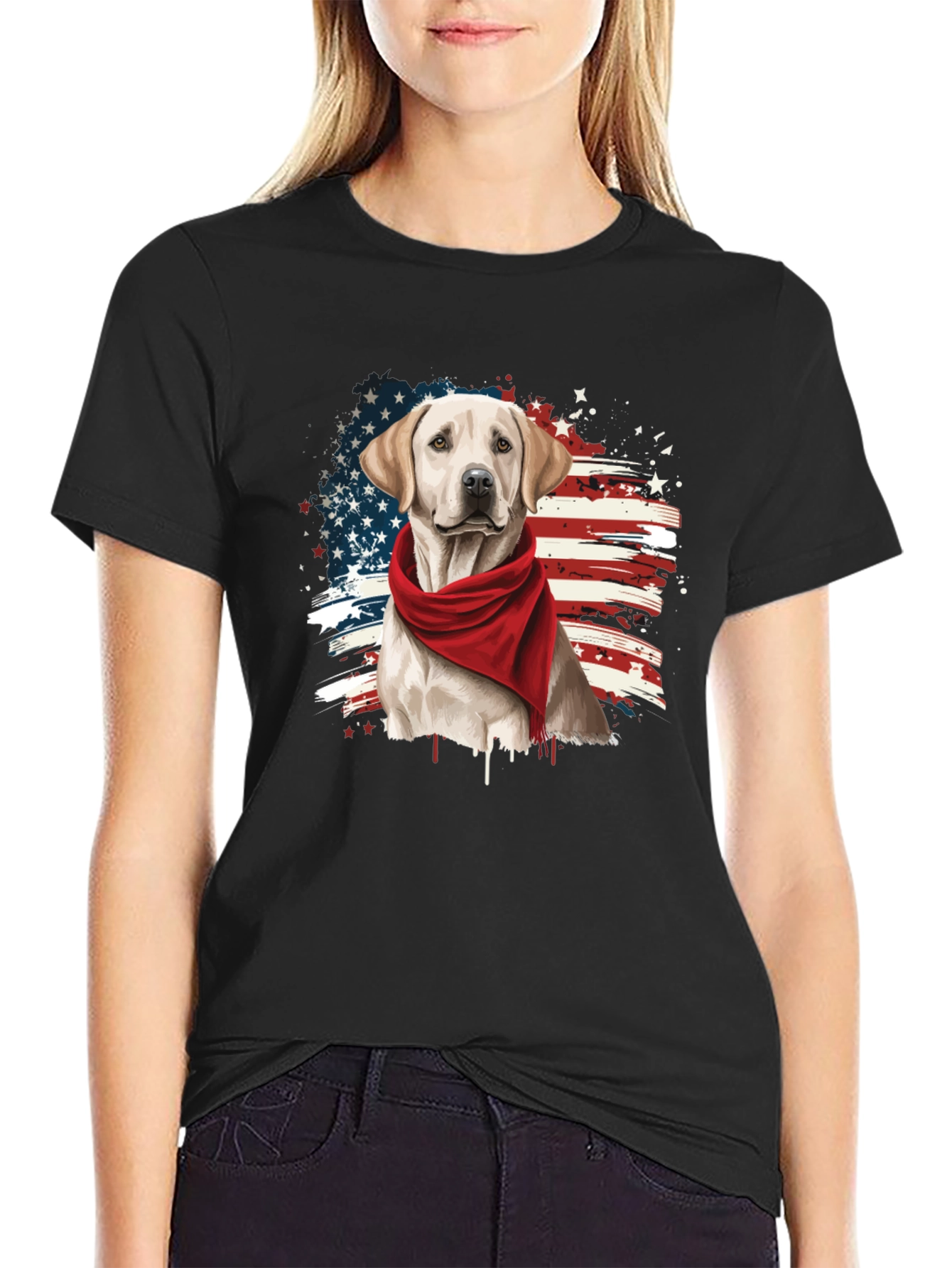 Patriotic Dog T-Shirt - USA Flag Design
