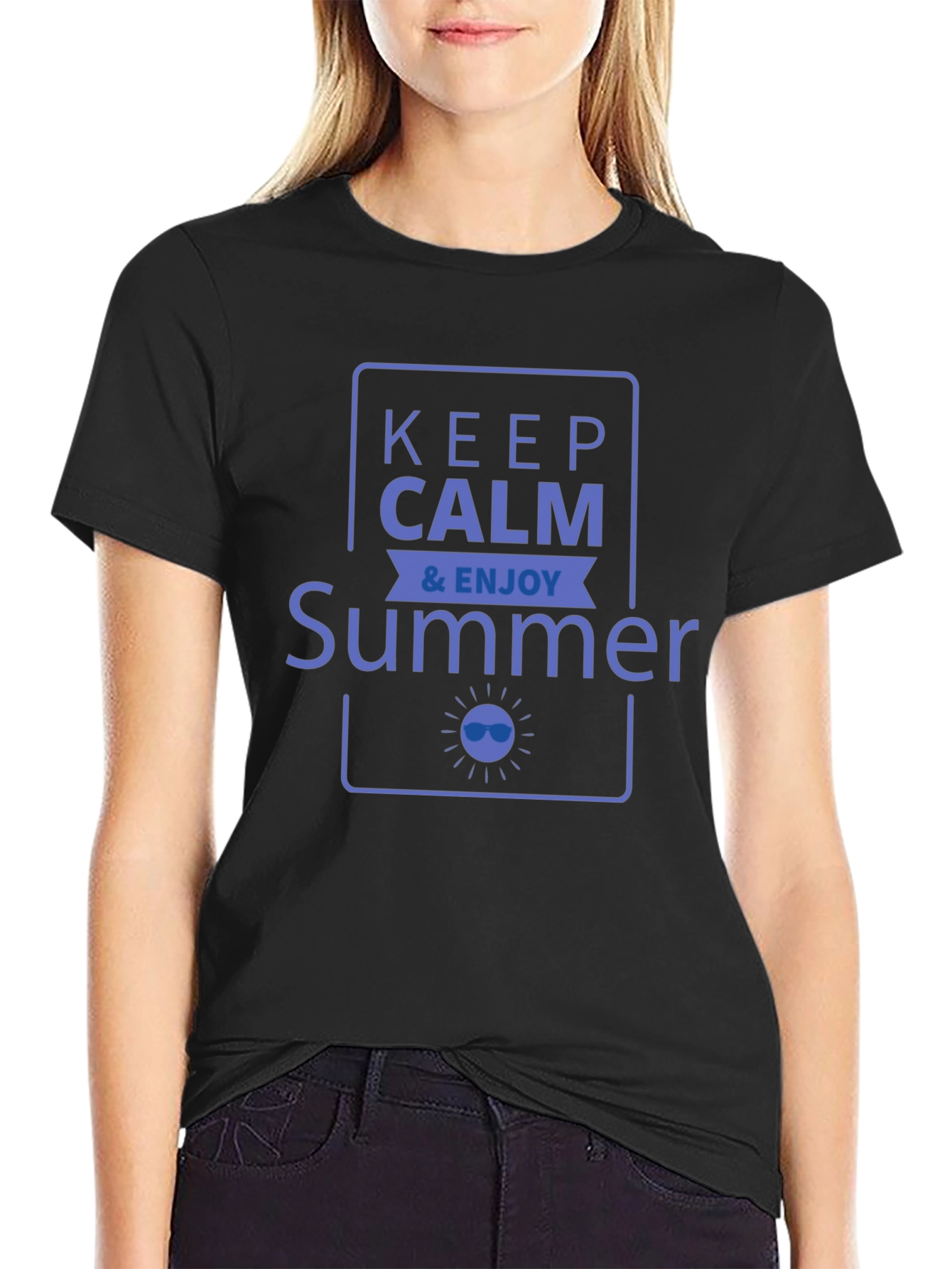 Keep Calm & Enjoy Summer Graphic Tee - Black