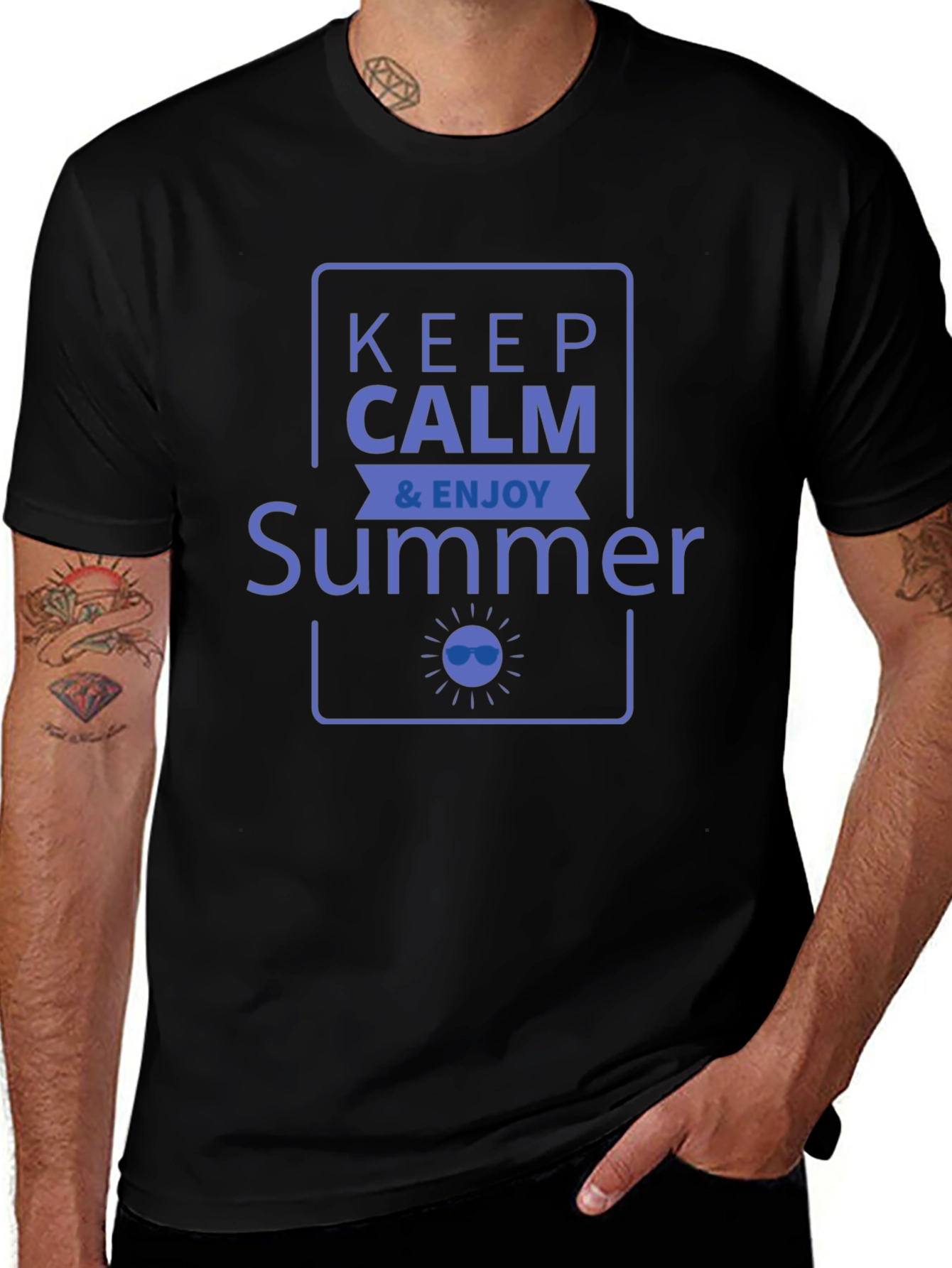 Keep Calm & Enjoy Summer Graphic Tee - Black