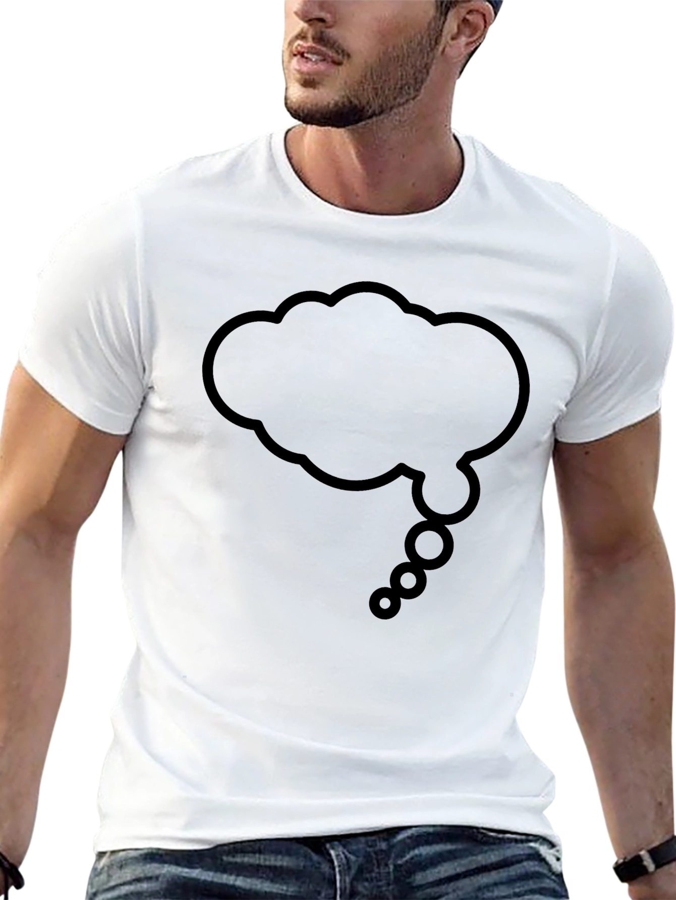 Mens Black T-Shirt with Thought Bubble Graphic