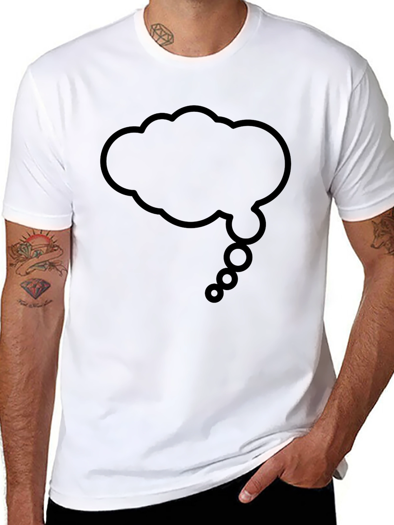 Mens Black T-Shirt with Thought Bubble Graphic