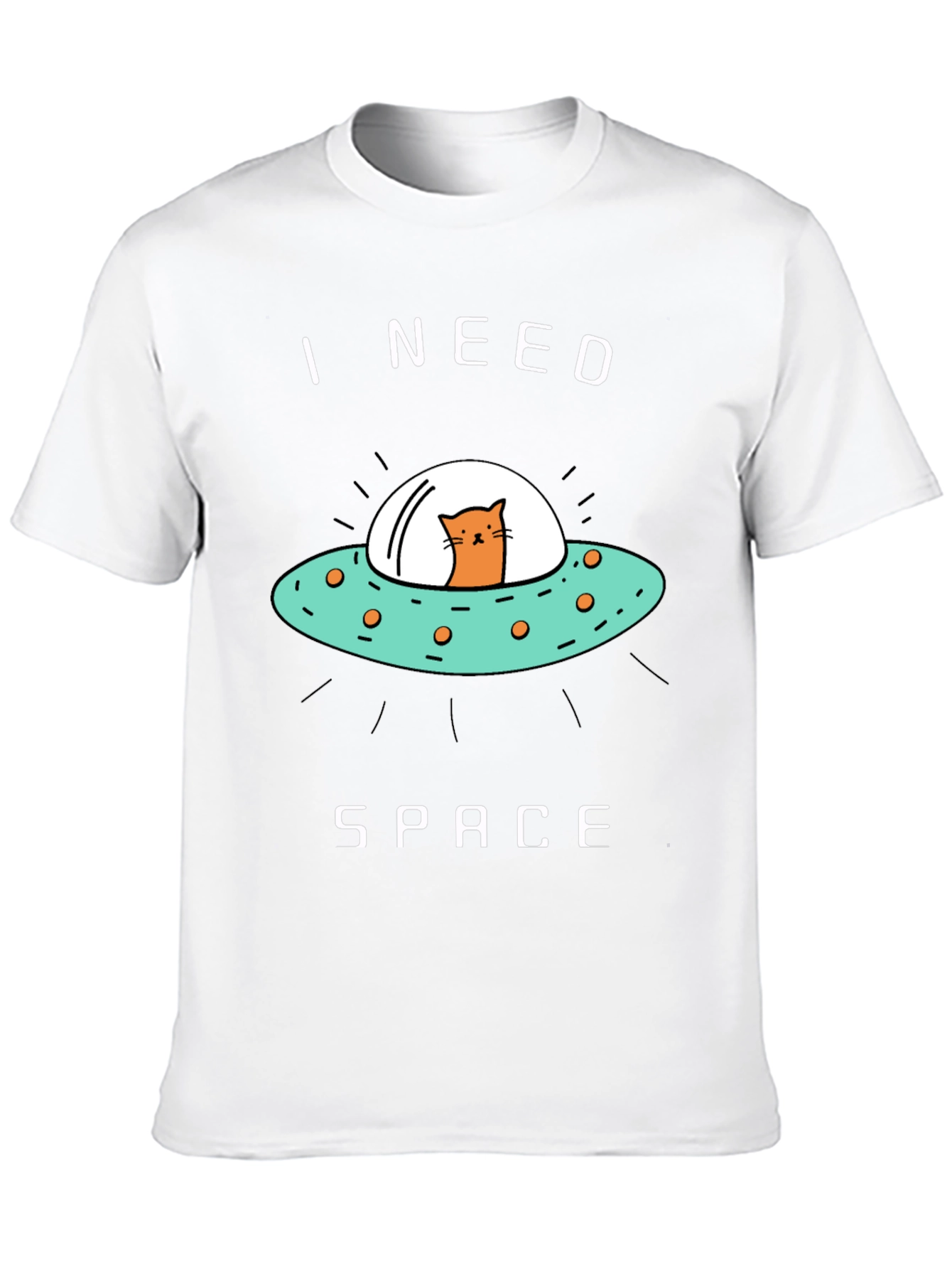 I Need Space Cat UFO Graphic Tee