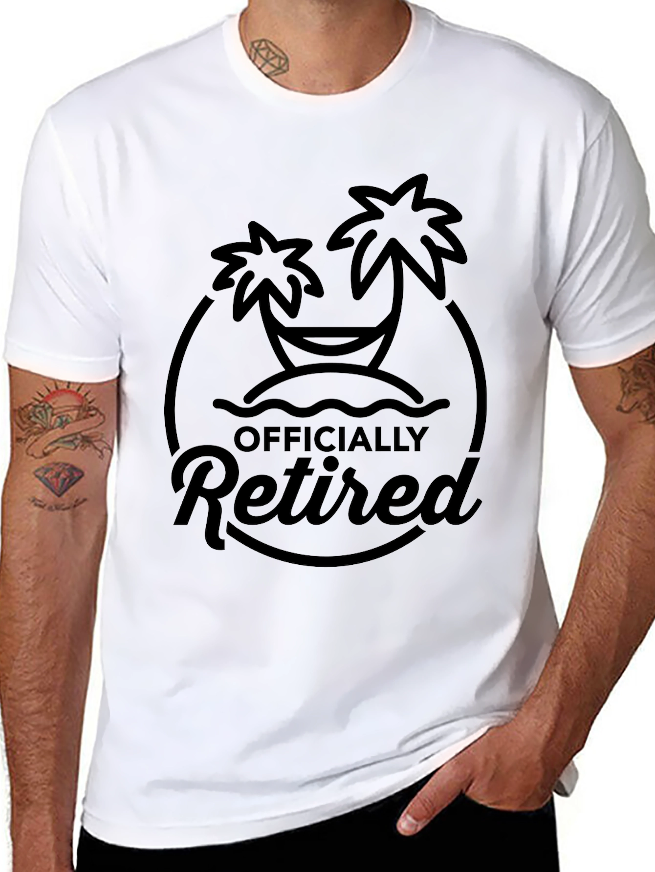 Officially Retired Palm Tree Graphic Tee - Black