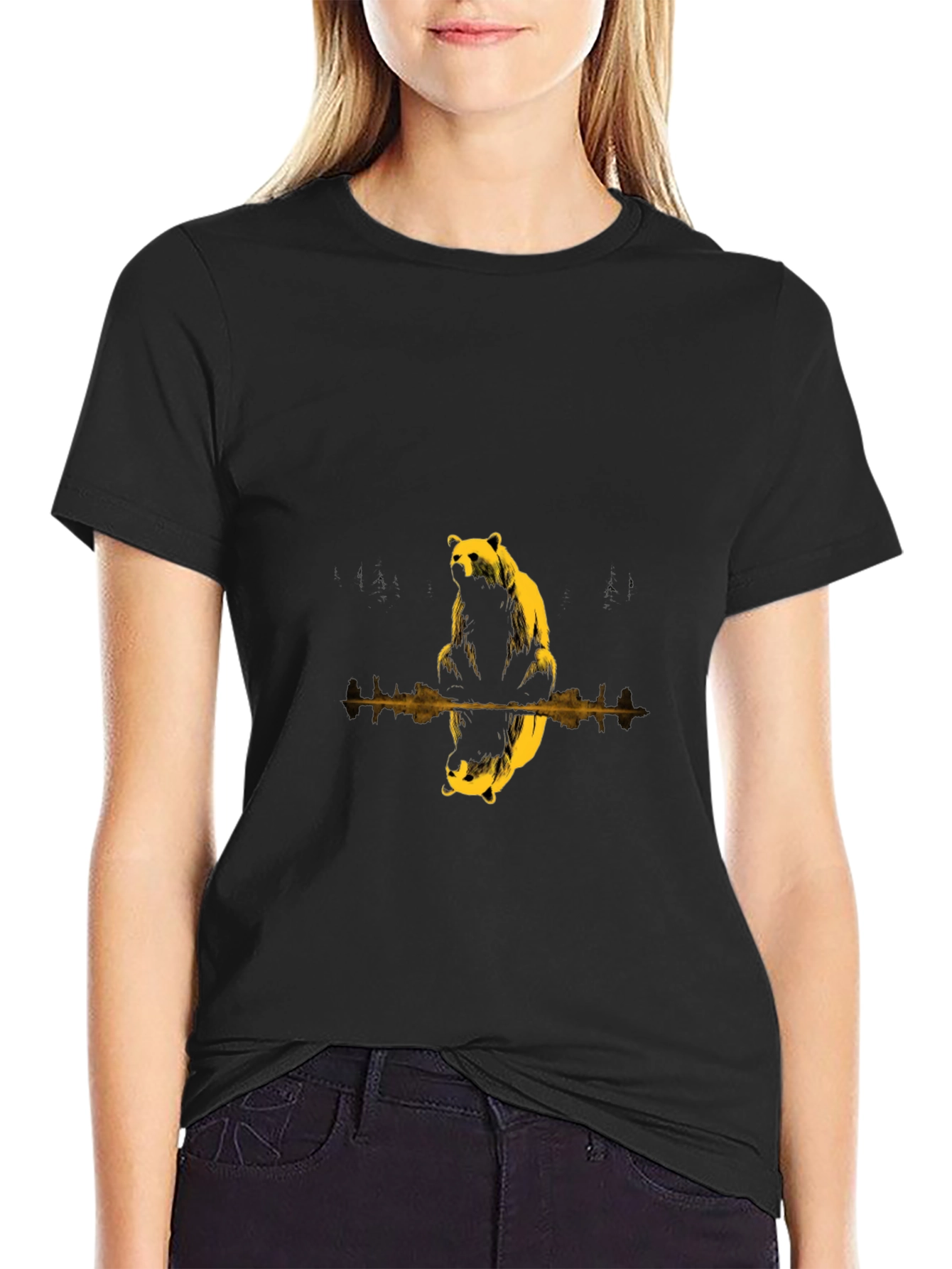 Bear Reflection Black T-Shirt