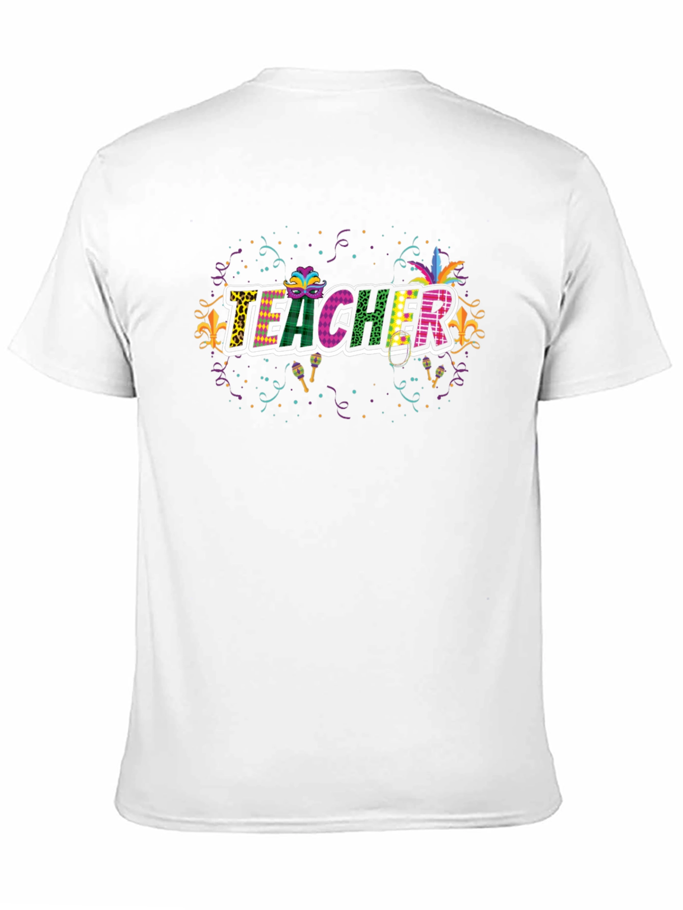 Festive Teacher T-Shirt - Mardi Gras Style!