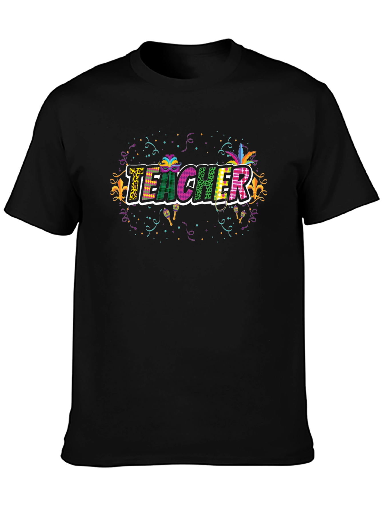 Festive Teacher T-Shirt - Mardi Gras Style!