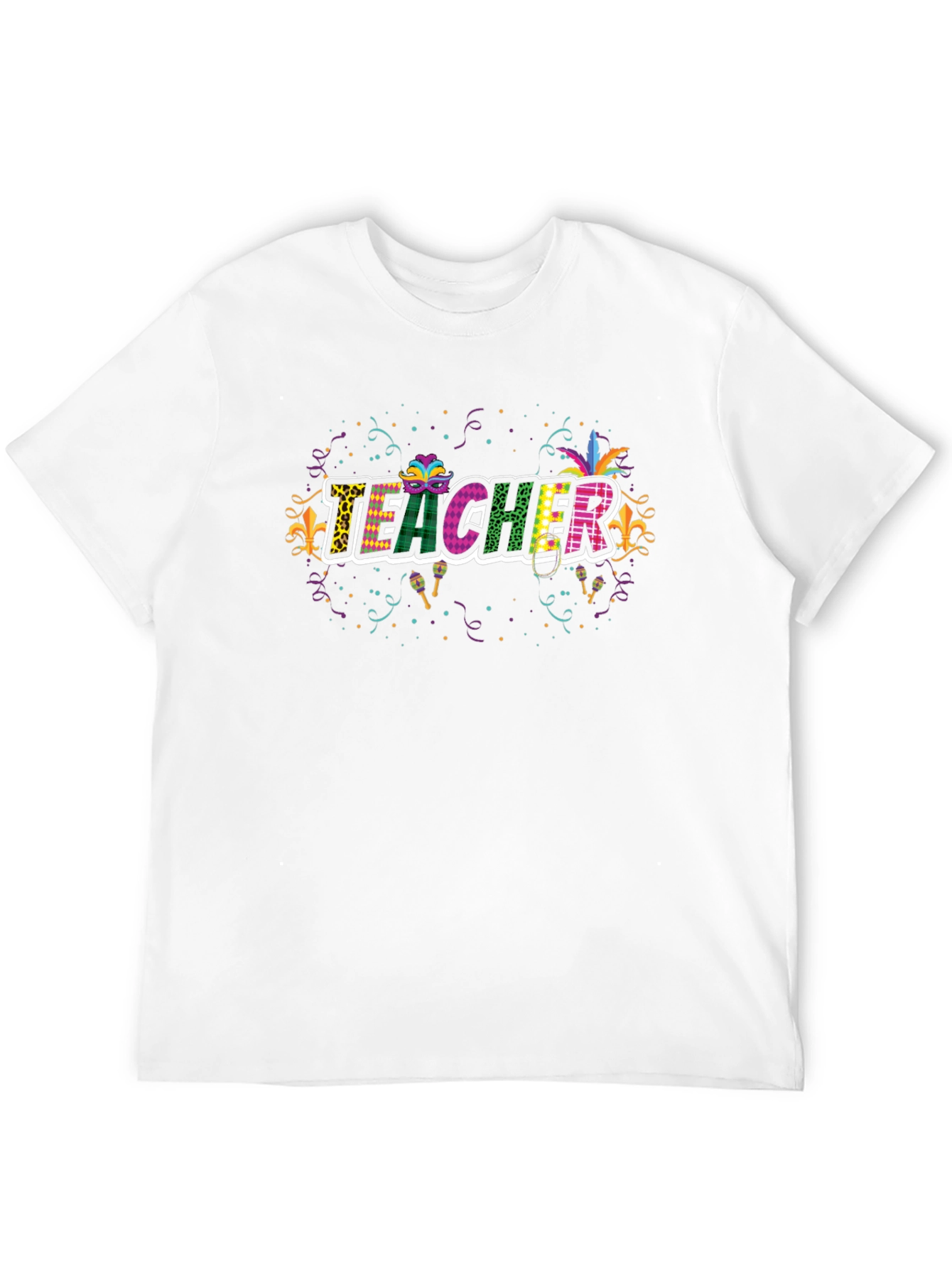 Festive Teacher T-Shirt - Mardi Gras Style!