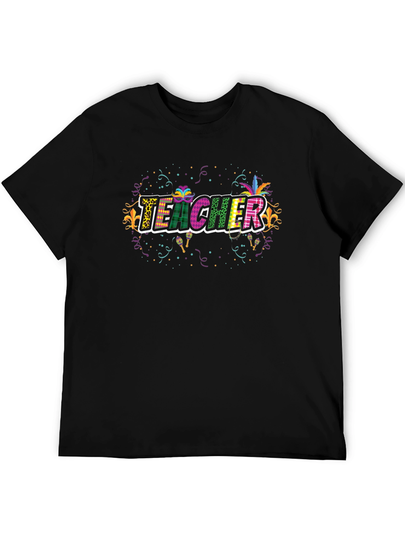 Festive Teacher T-Shirt - Mardi Gras Style!