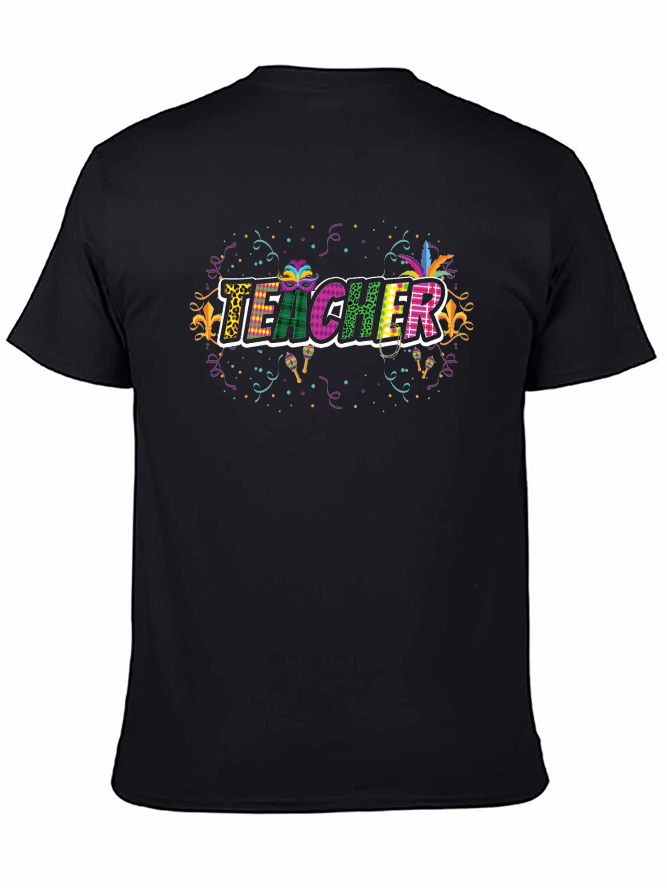 Festive Teacher T-Shirt - Mardi Gras Style!