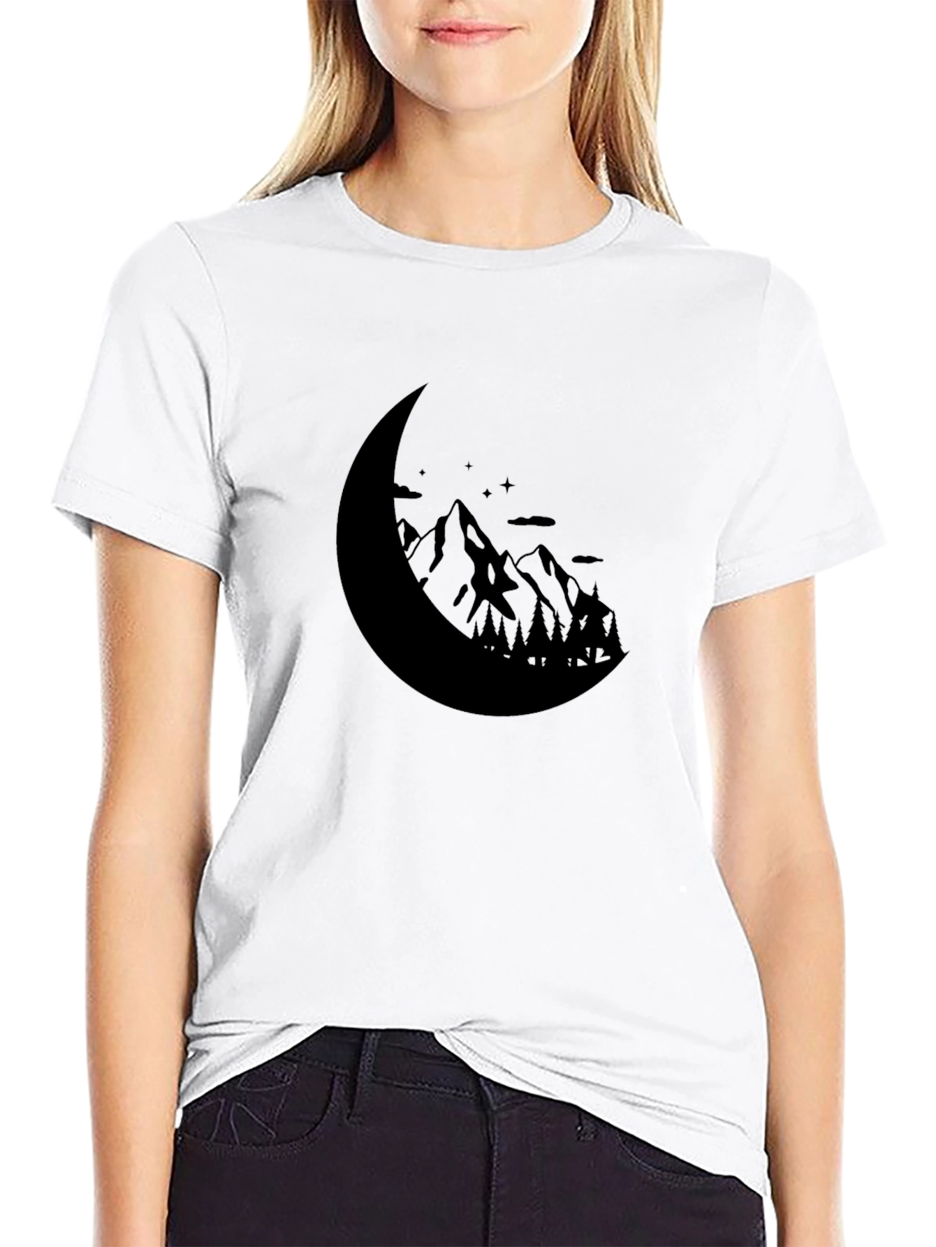 Mountain Moon Graphic Tee - Black