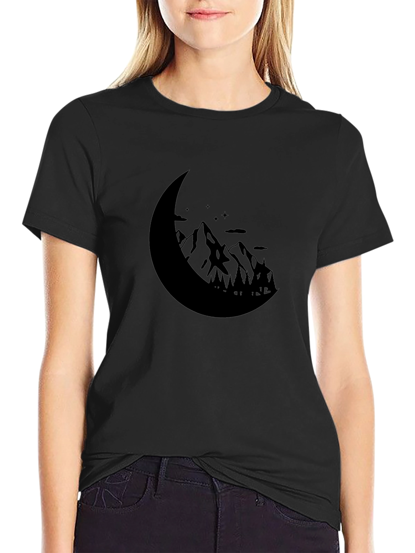 Mountain Moon Graphic Tee - Black
