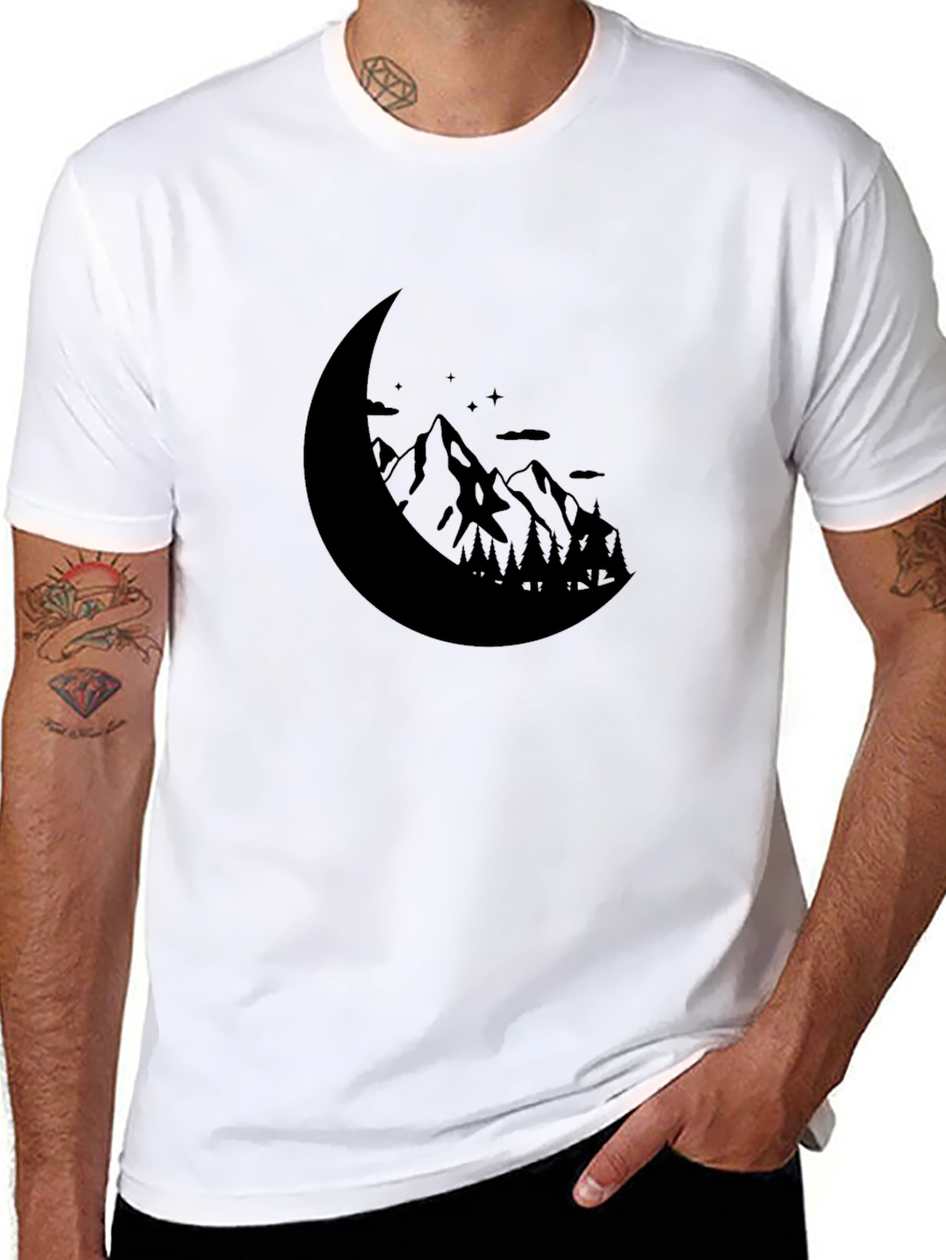 Mountain Moon Graphic Tee - Black