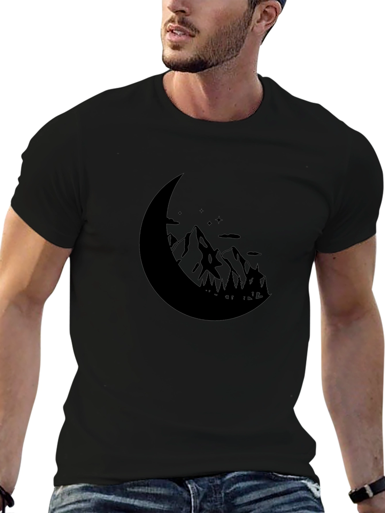 Mountain Moon Graphic Tee - Black